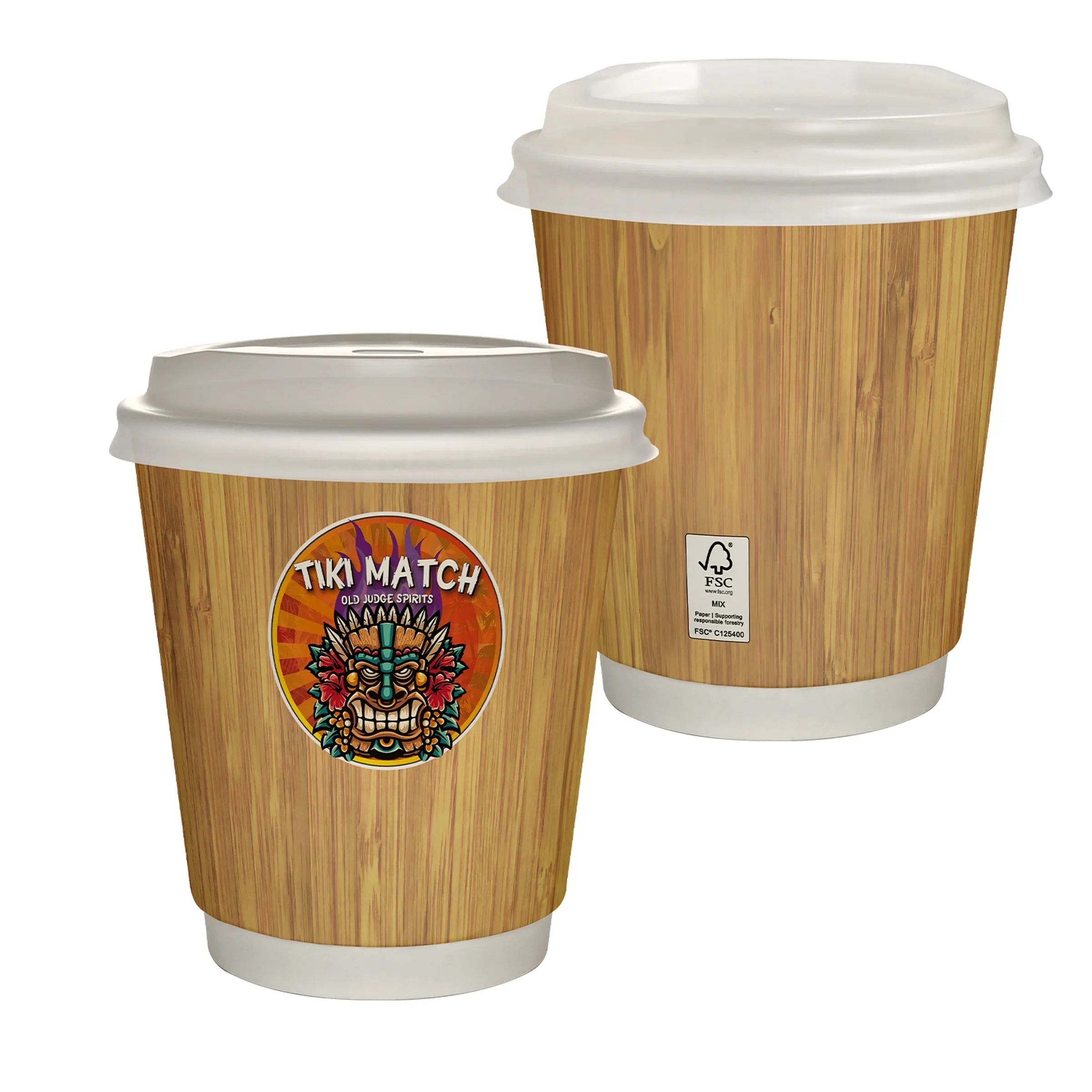 10 oz Full Color Bamboo Pattern Insulated Paper Cup With Lid