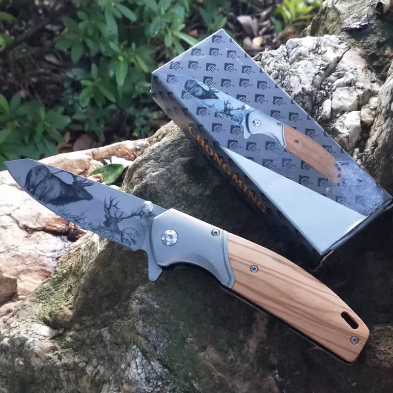 ApexBlade - Olivewood Folding Pocket Knife with Stainless Steel Blade – Full-Color & Gift Box Option 4