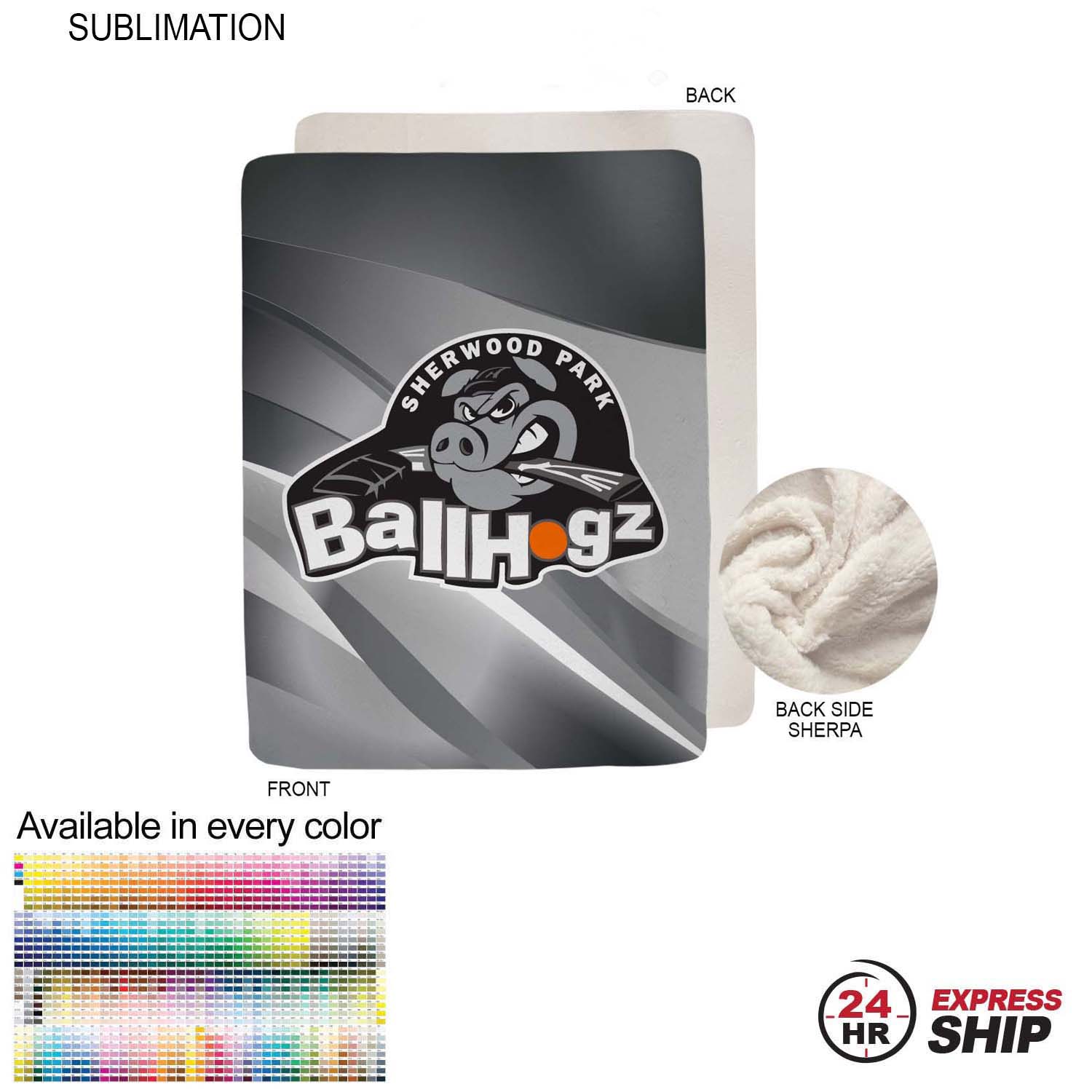 24 Hr Express Ship - Sherpa Faux Wool Lined Micro Mink Throw, 60x80, Sublimated Edge to Edge 1 side 5