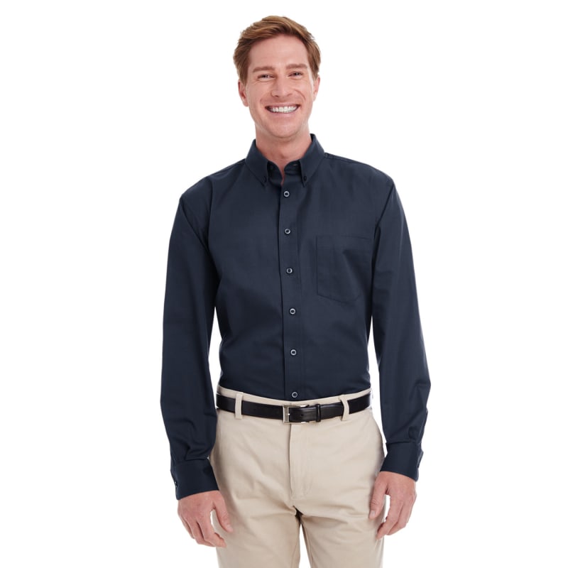 Harriton Men's Foundation 100% Cotton Long-Sleeve Twill Shirt With Teflon™ 13