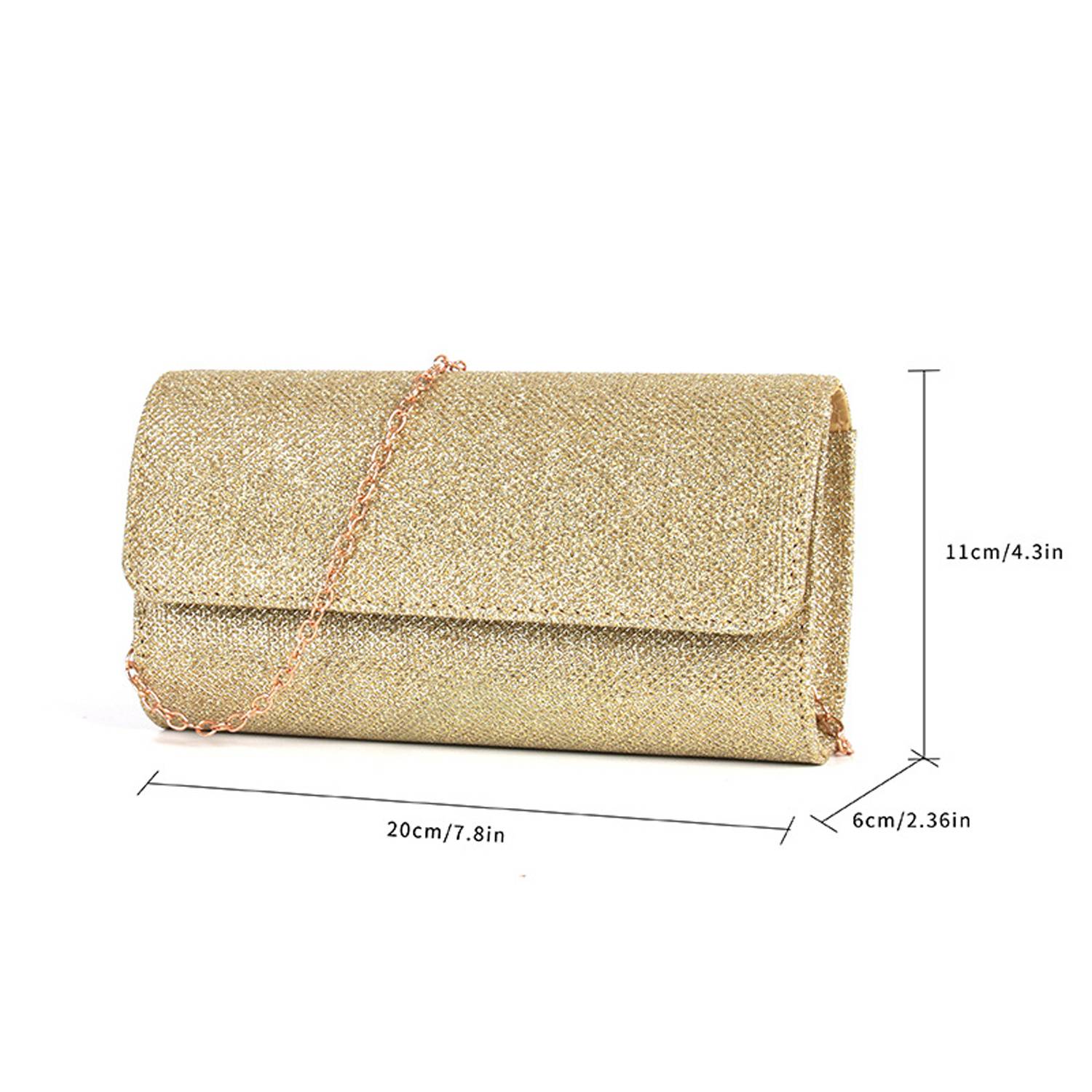 Women's Glitter Clutch Purse with Chain for Wedding & Party 8