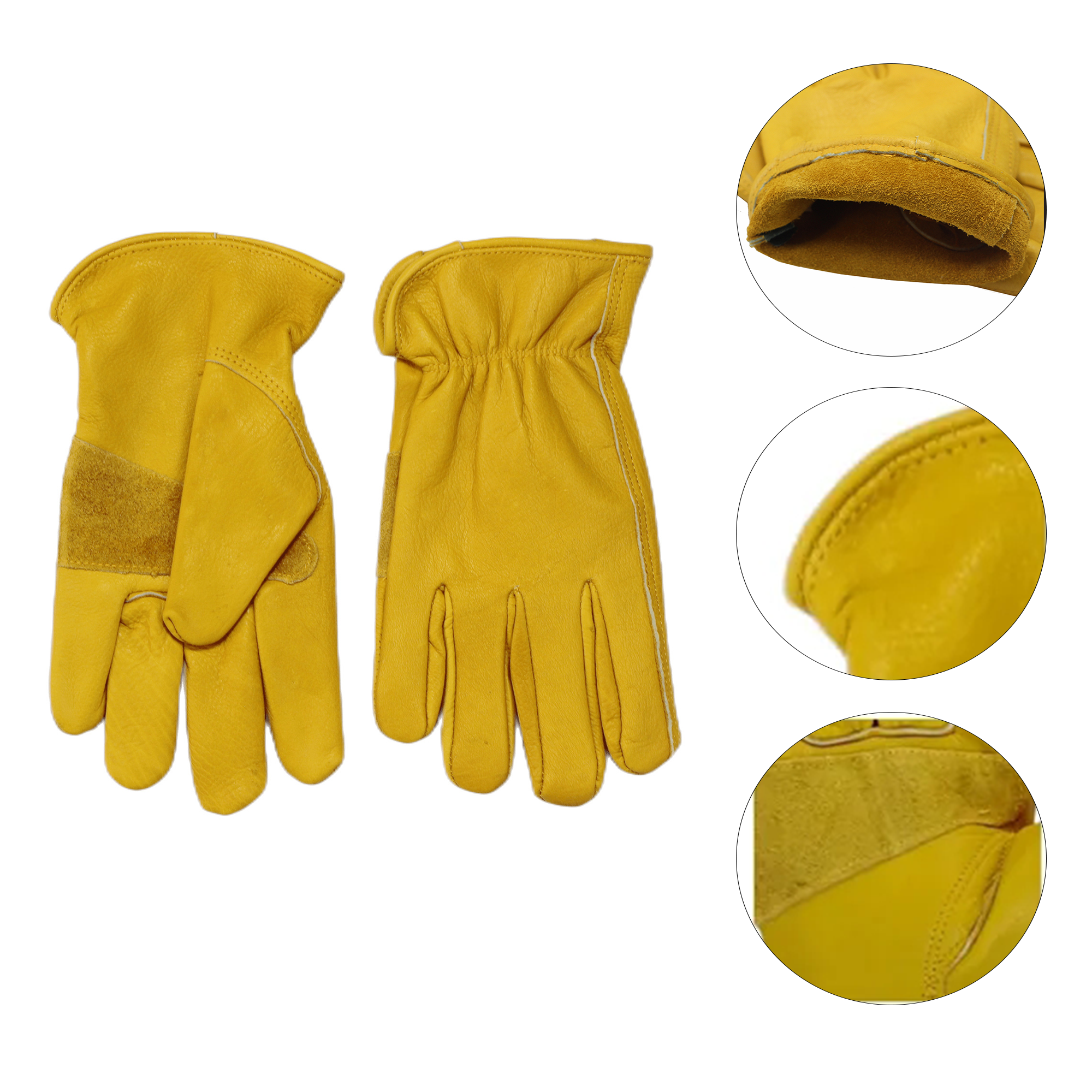 Yellow Cowhide Work Gloves 4