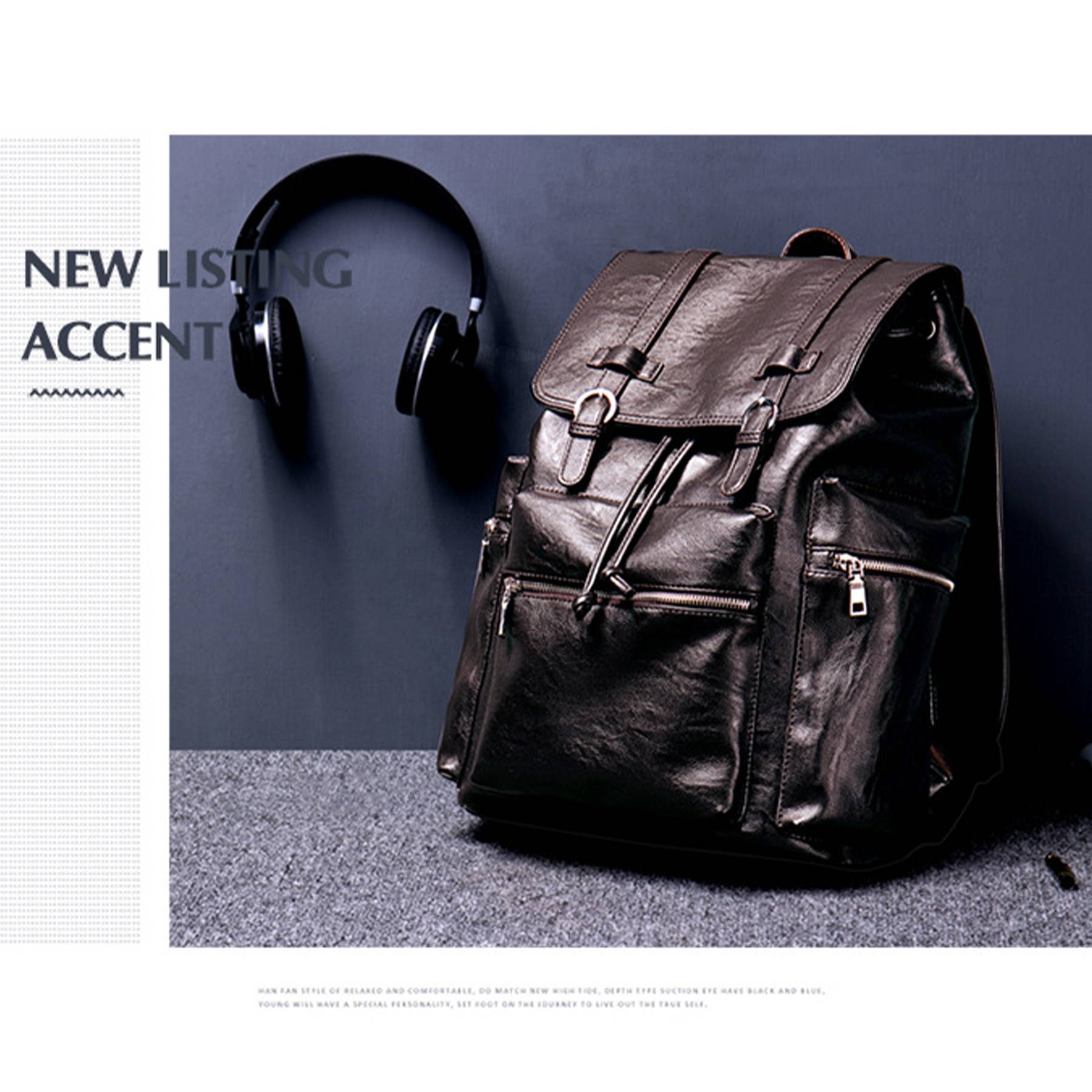 PU soft leather backpack 2