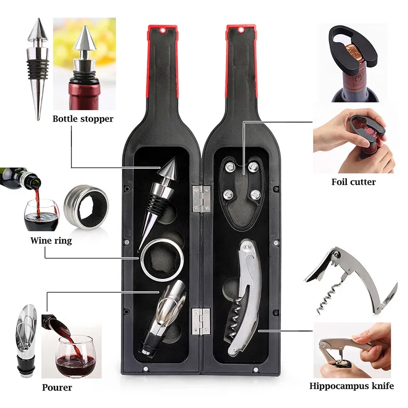 Wine Bottle Opener Set Corkscrew Screwpull Accessories Kit 2