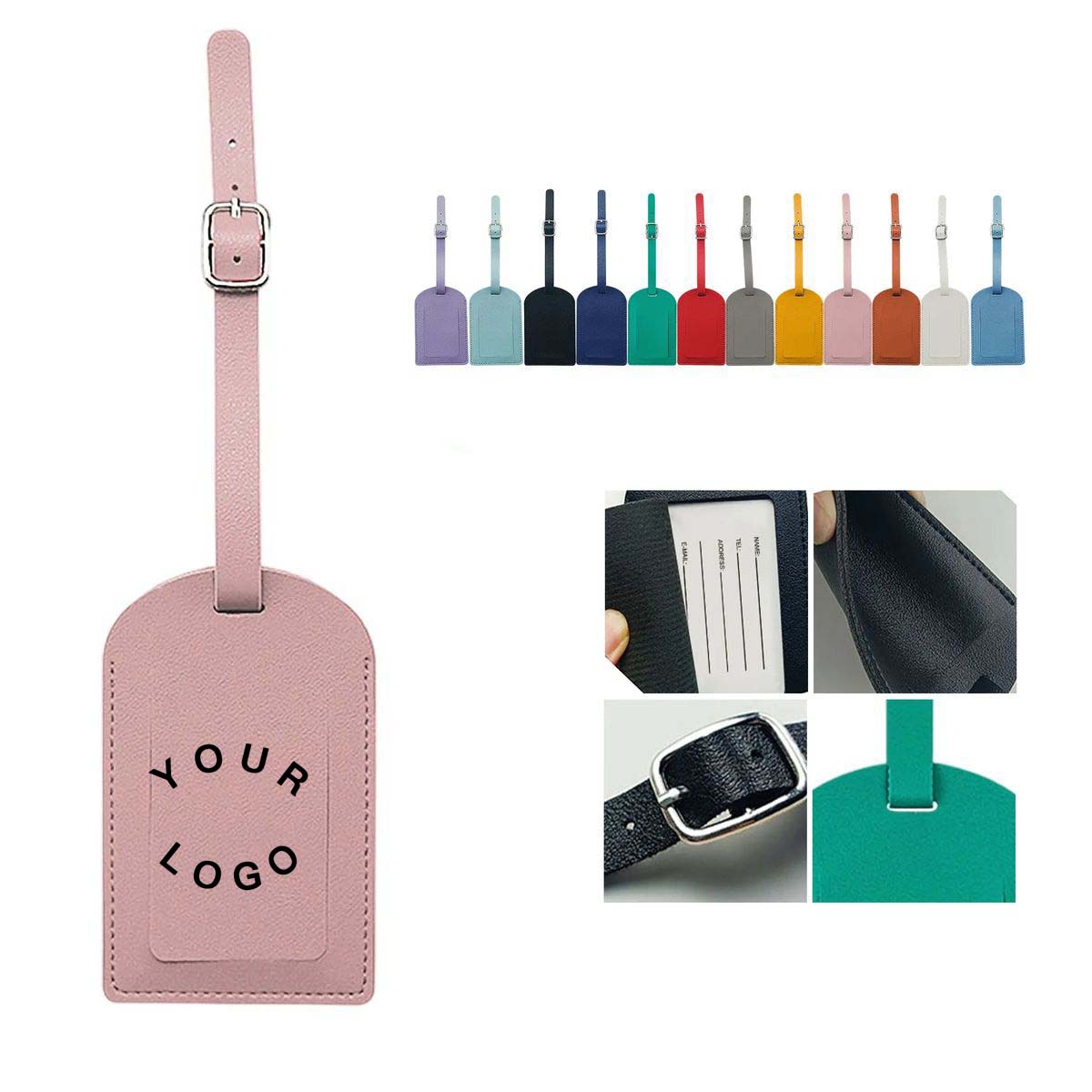 PU Leather Luggage Tag with Privacy Cover 2