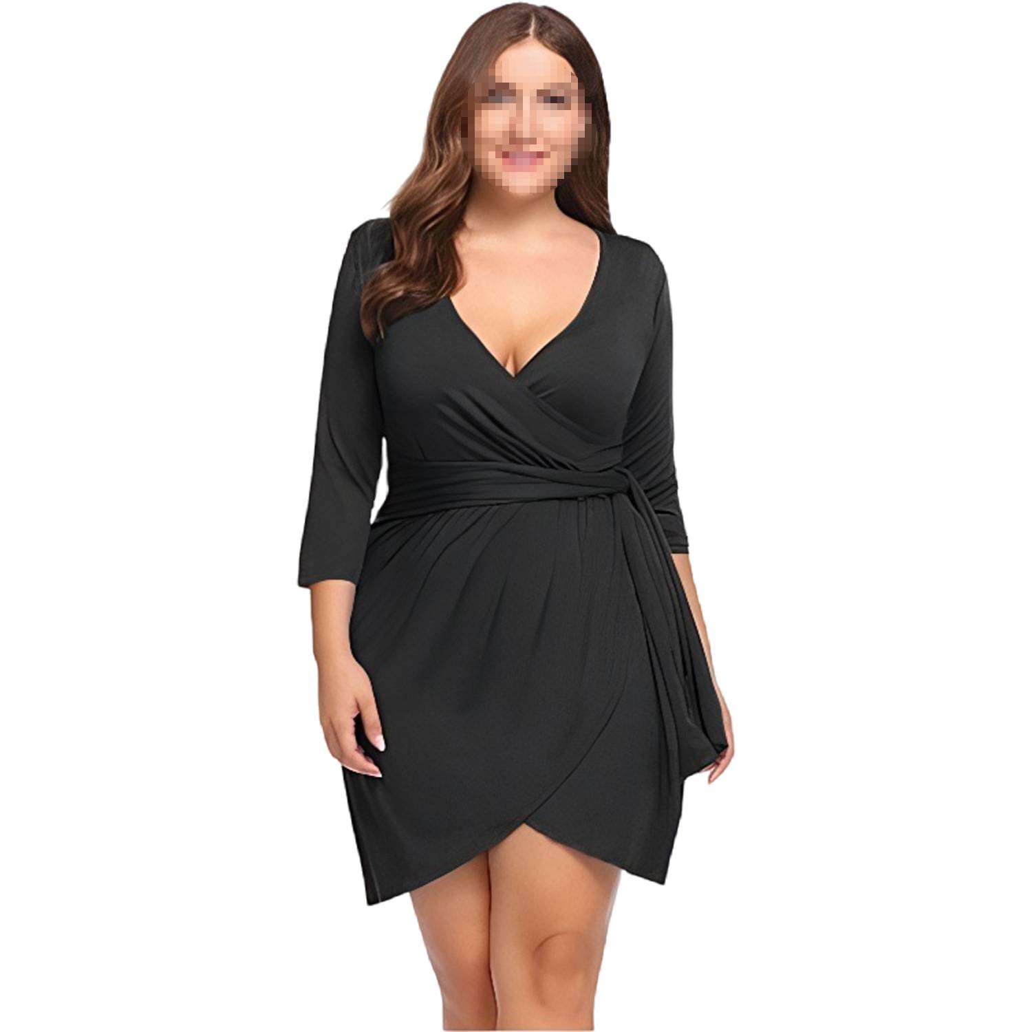 Solid Color V-Neck Casual Mini Dresses 8