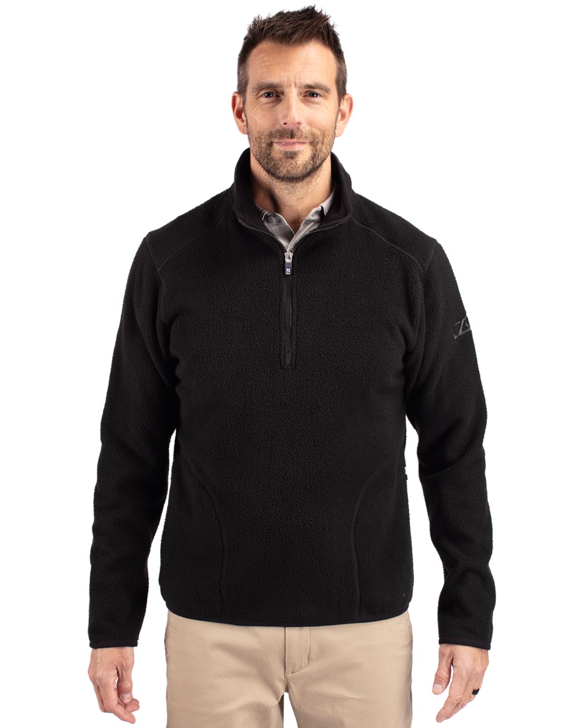 Cutter & Buck Cascade Epic Comfort Recycled Sherpa Fleece Mens Quarter Zip Jacket 2
