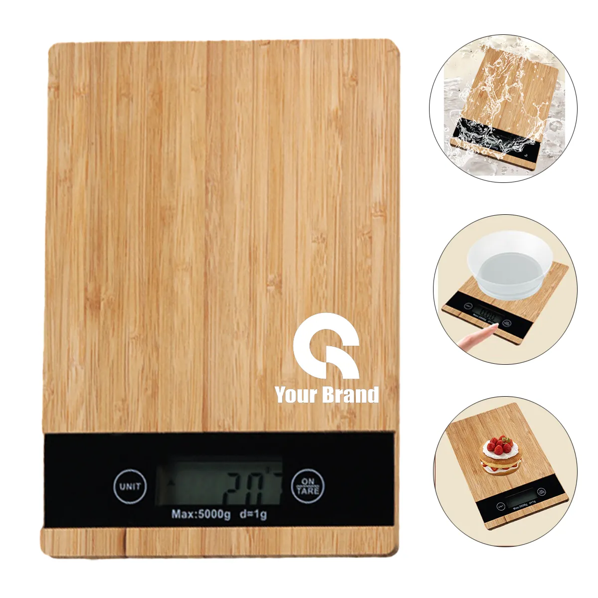 High Precision Bamboo LED Display Electronic Kitchen Scale 2