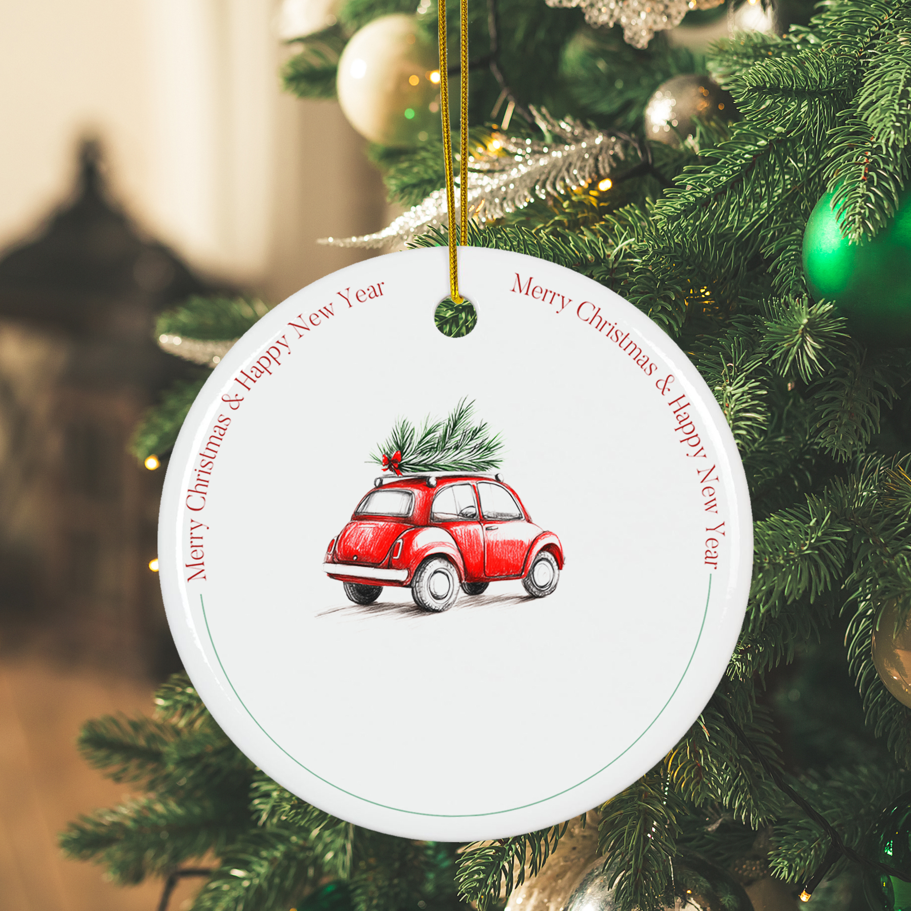 3 Inch Christmas Ceramic Ornaments-Round 1