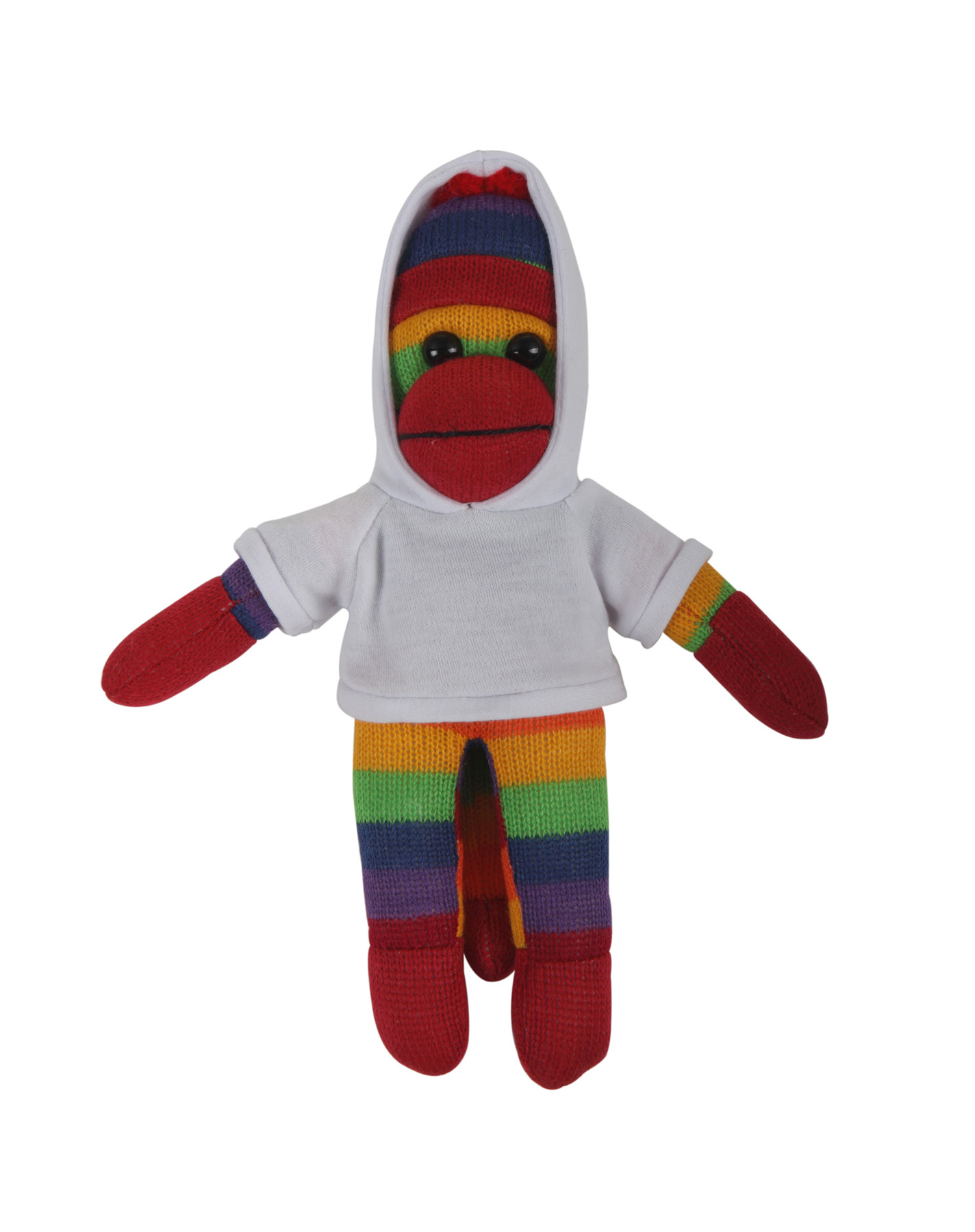 soft plush Rainbow Sock Monkey with hoodie 8