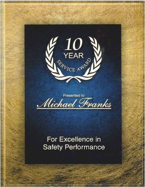 8-3/4" x 11-3/4" Gold and Blue Acrylic Art Plaque 1