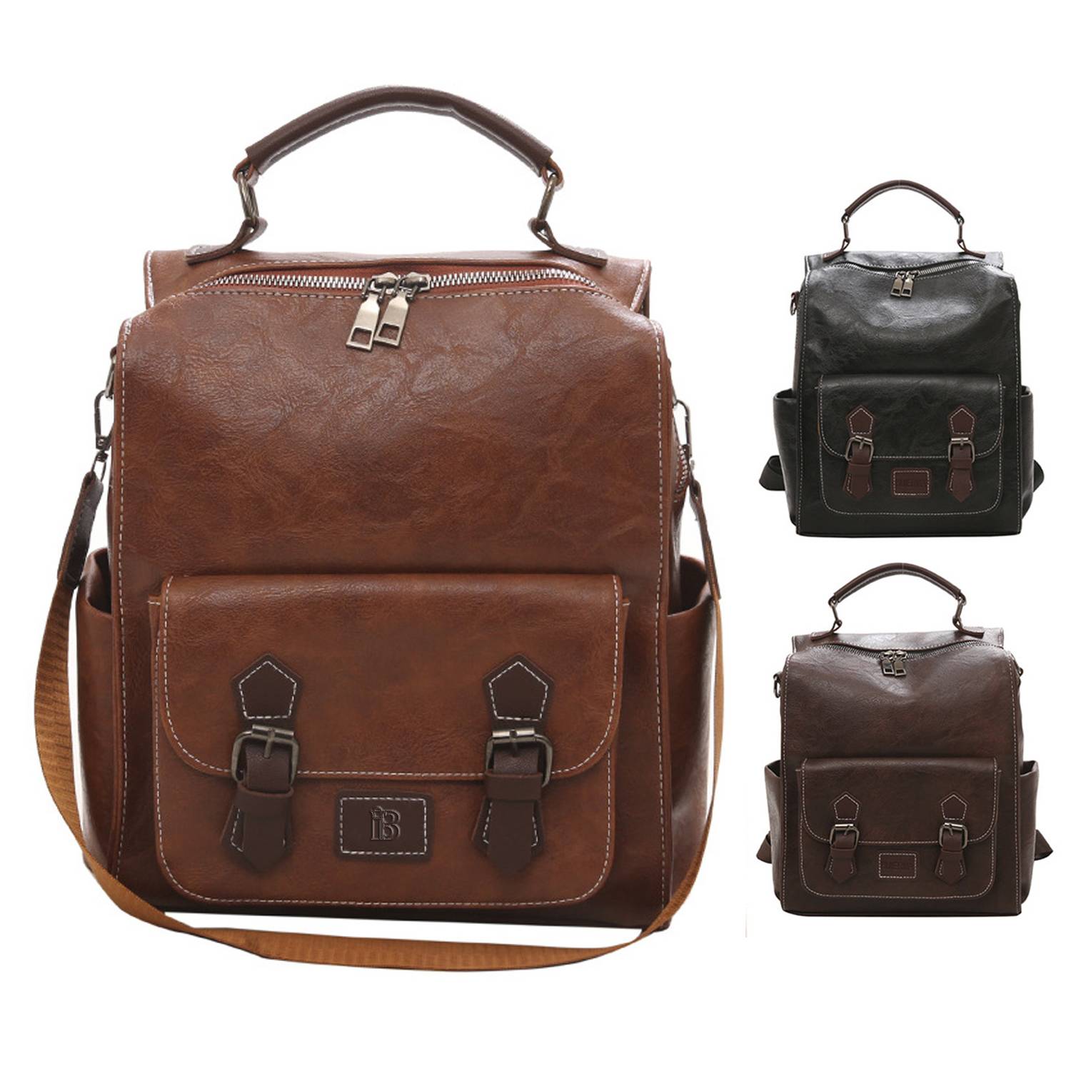 Pu Leather Retro Shoulder Bag Backpack 5