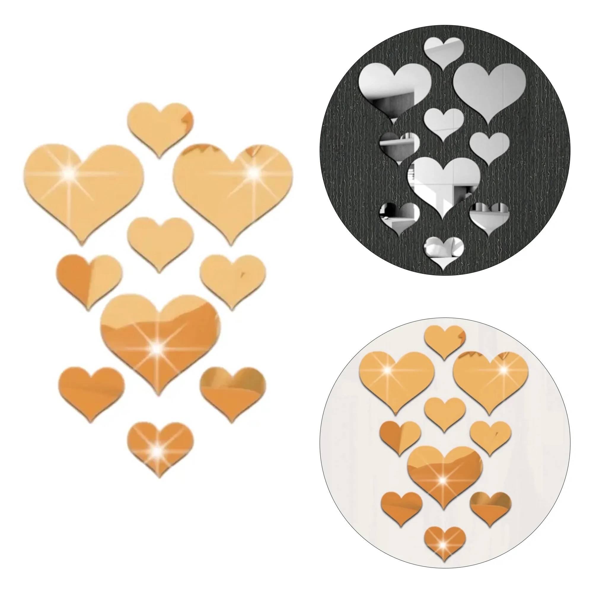 Acrylic Mirror Love Heart Wall Sticker 2