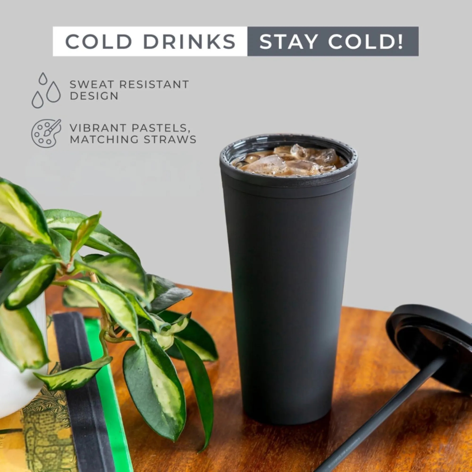 Frosted Double Walled Plastic Straw Cup 5