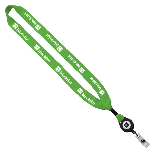 3/4" Cotton Lanyard with Metal Crimp & Retractable Badge Reel 152