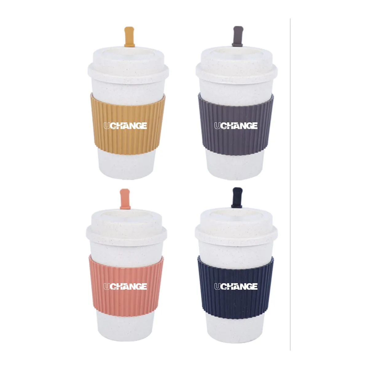 Wheat Straw Travel Mug With Lid And Silicone Sleeve 4