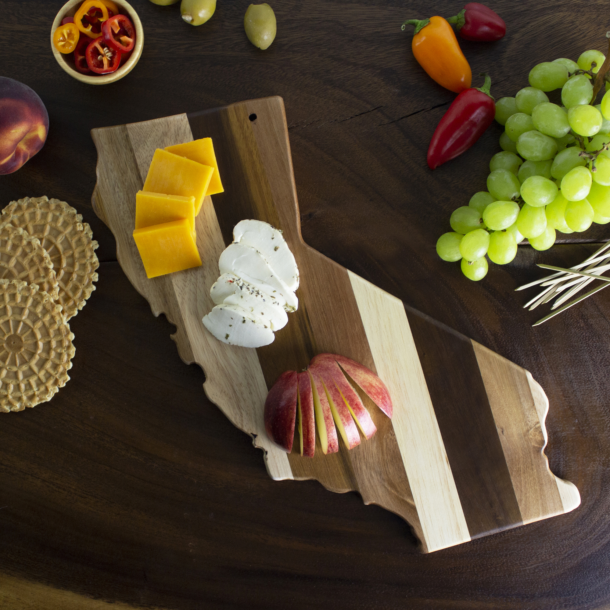 Rock & Branch® Shiplap Series California State Shaped Wood Serving and Cutting Board 7
