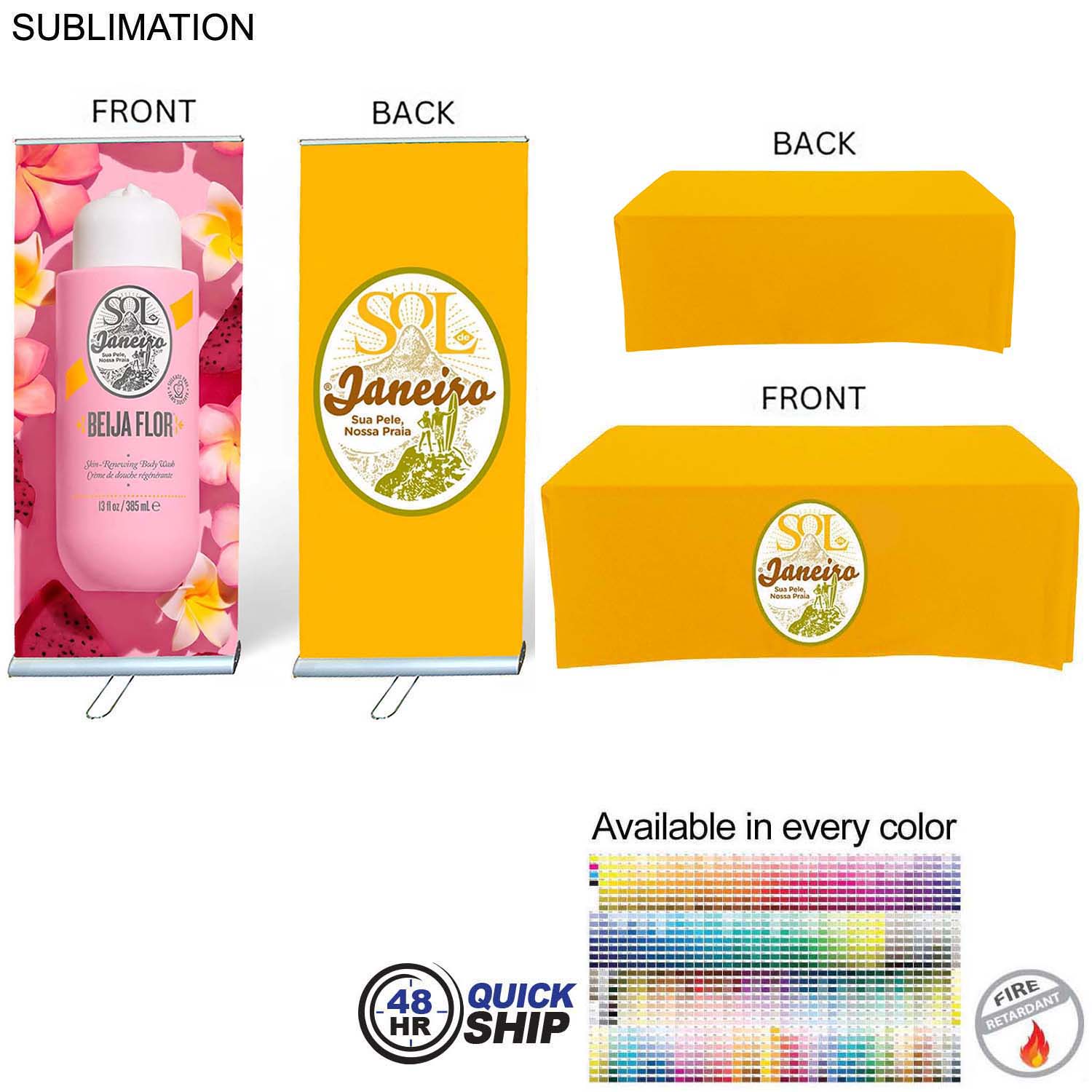 48Hr Quick Ship - Outdoor Event Package 3, Double sided outdoor pull up banner+ 6' box fit Cloth 5