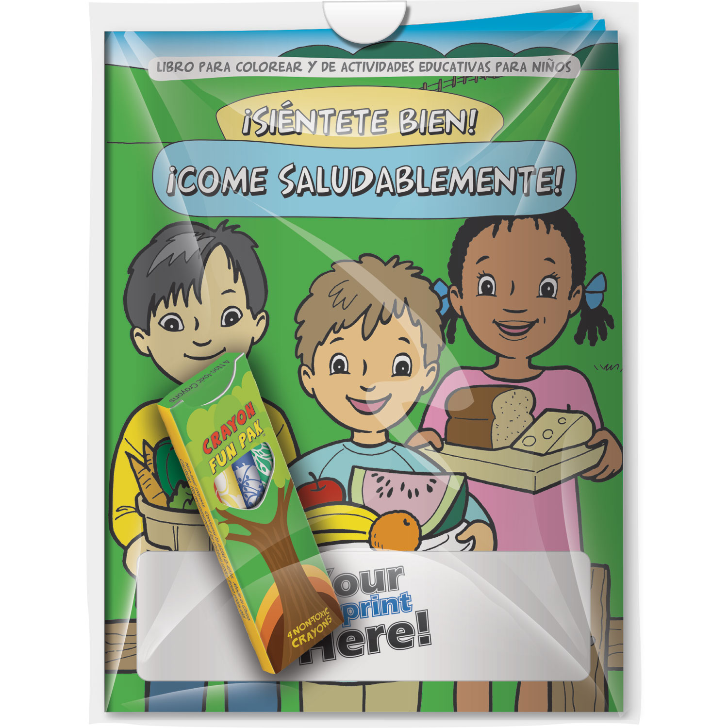 Combo Pack - CB1005s Coloring Book & 4-Pack of Crayons in a Poly Bag 1