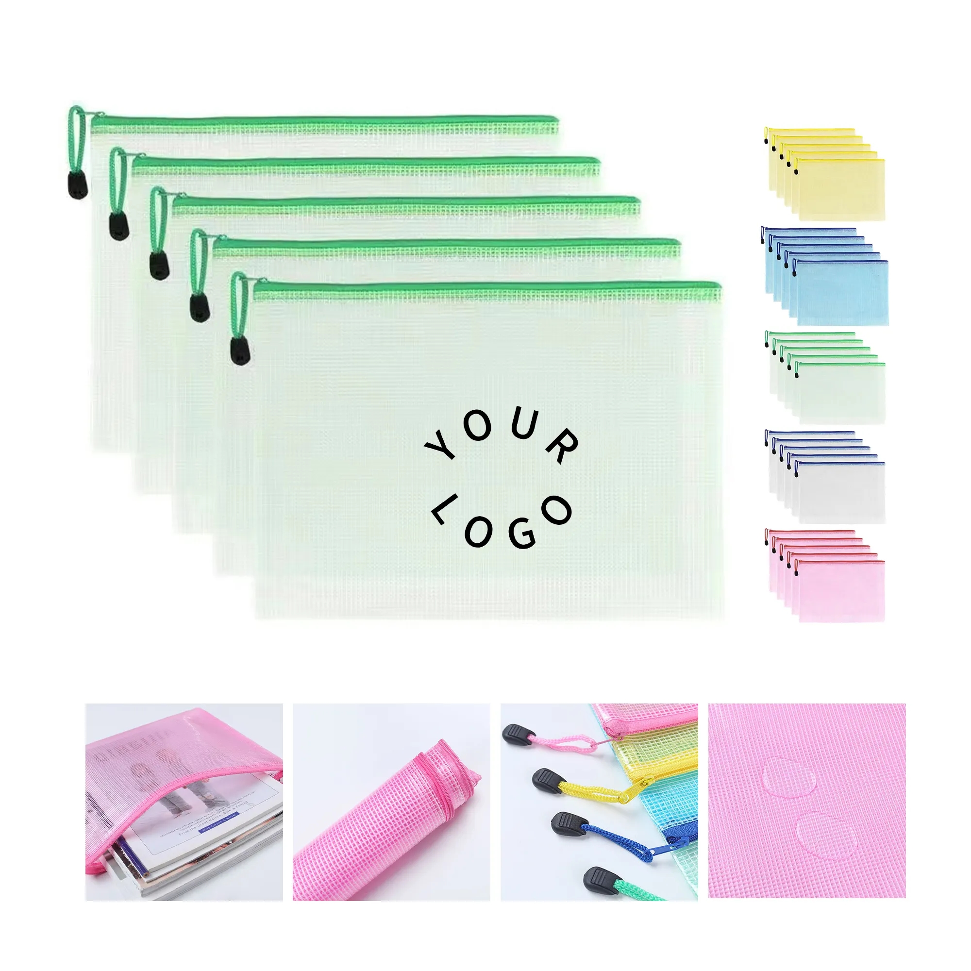 A4 Waterproof Grid Zipper File Bags for Documents and More 2