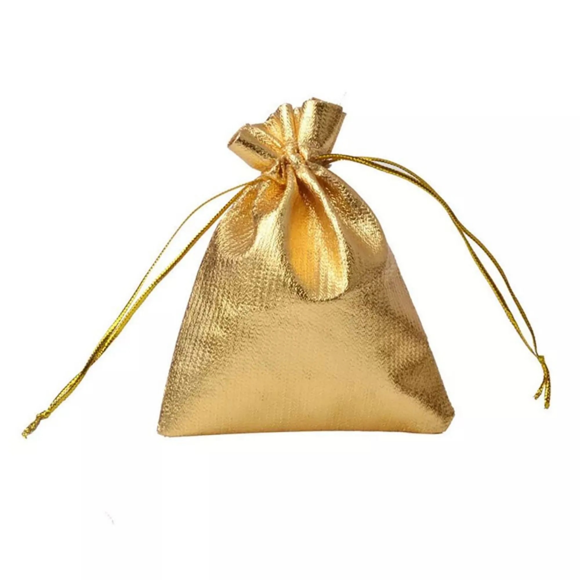 Golden & Silvery Shining Linen Drawstring Gift Bags 3