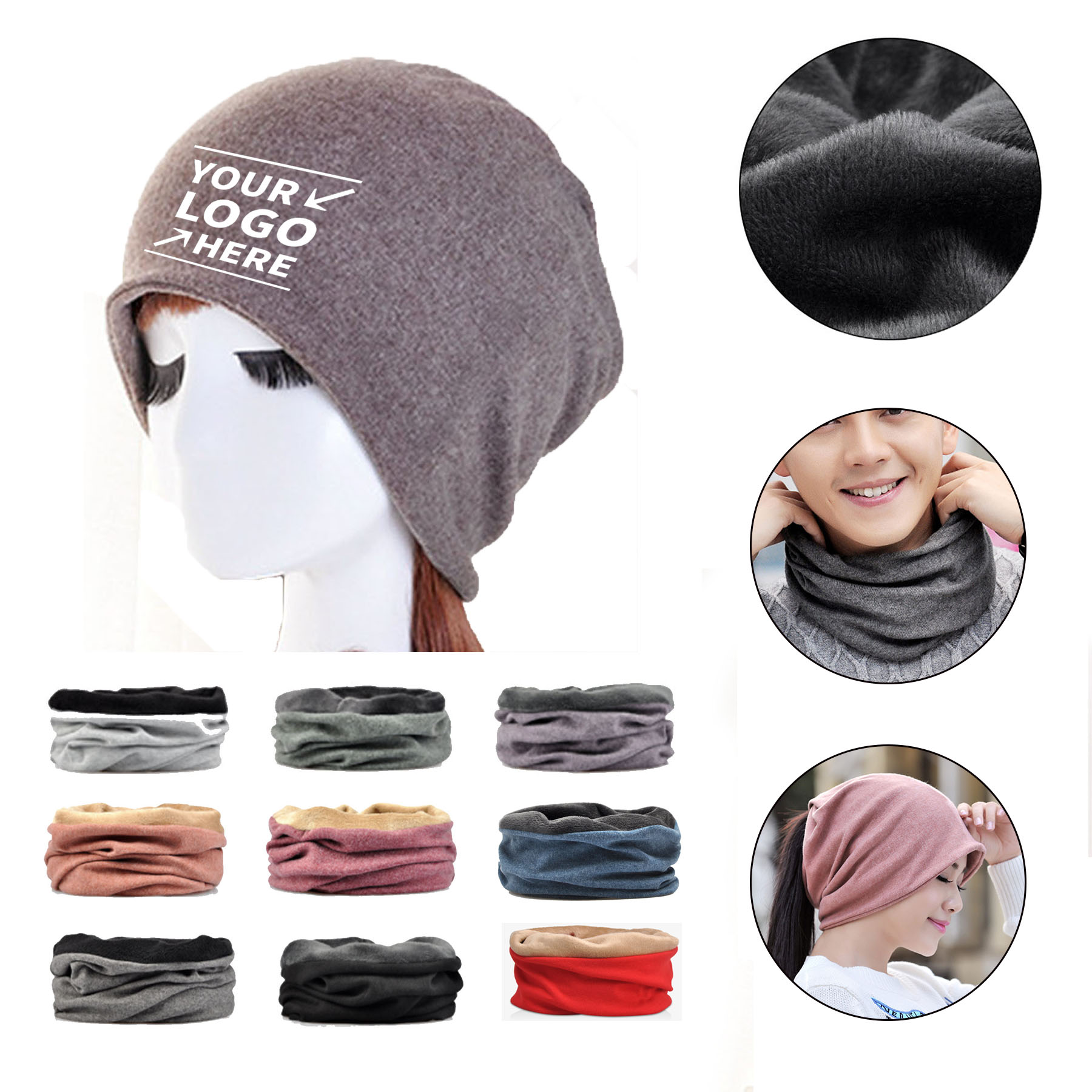 Unisex Multi Cotton Functional Hat Scarf 2