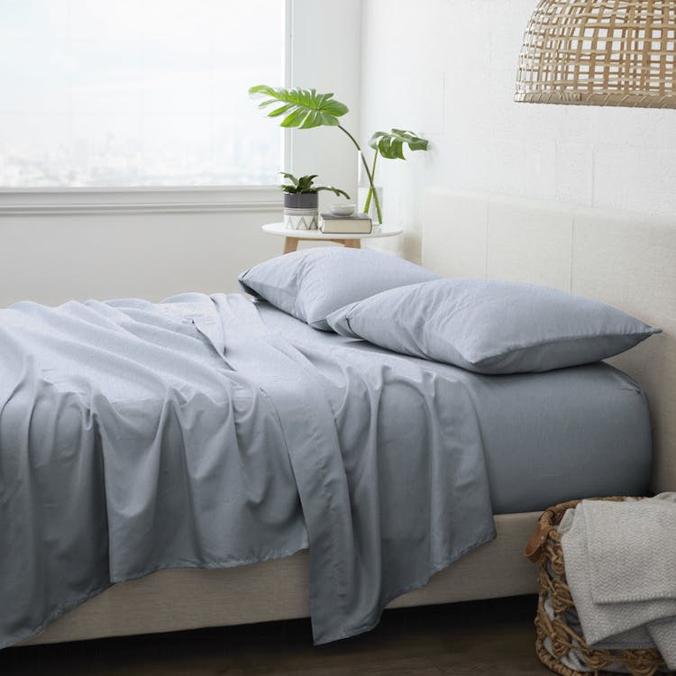 Flannel Bed Sheets - Light Navy Cali King 4 Set 1