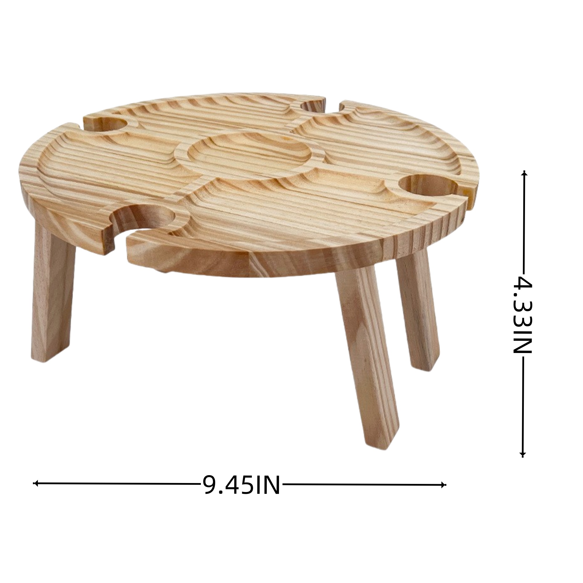 Wood Foldable Picnic Snack Table Tray 3