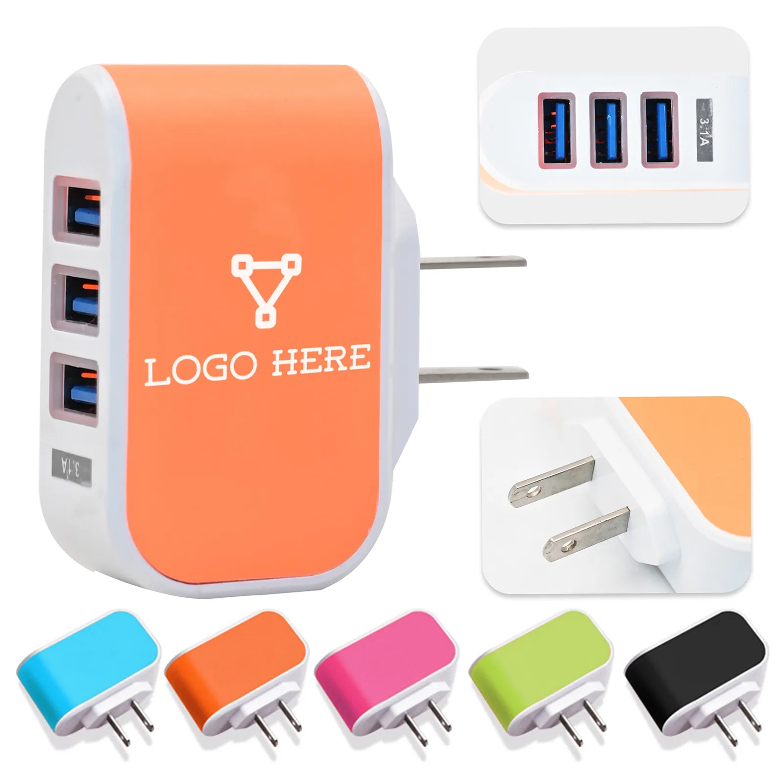 3-Port USB Wall Fast Charger 5