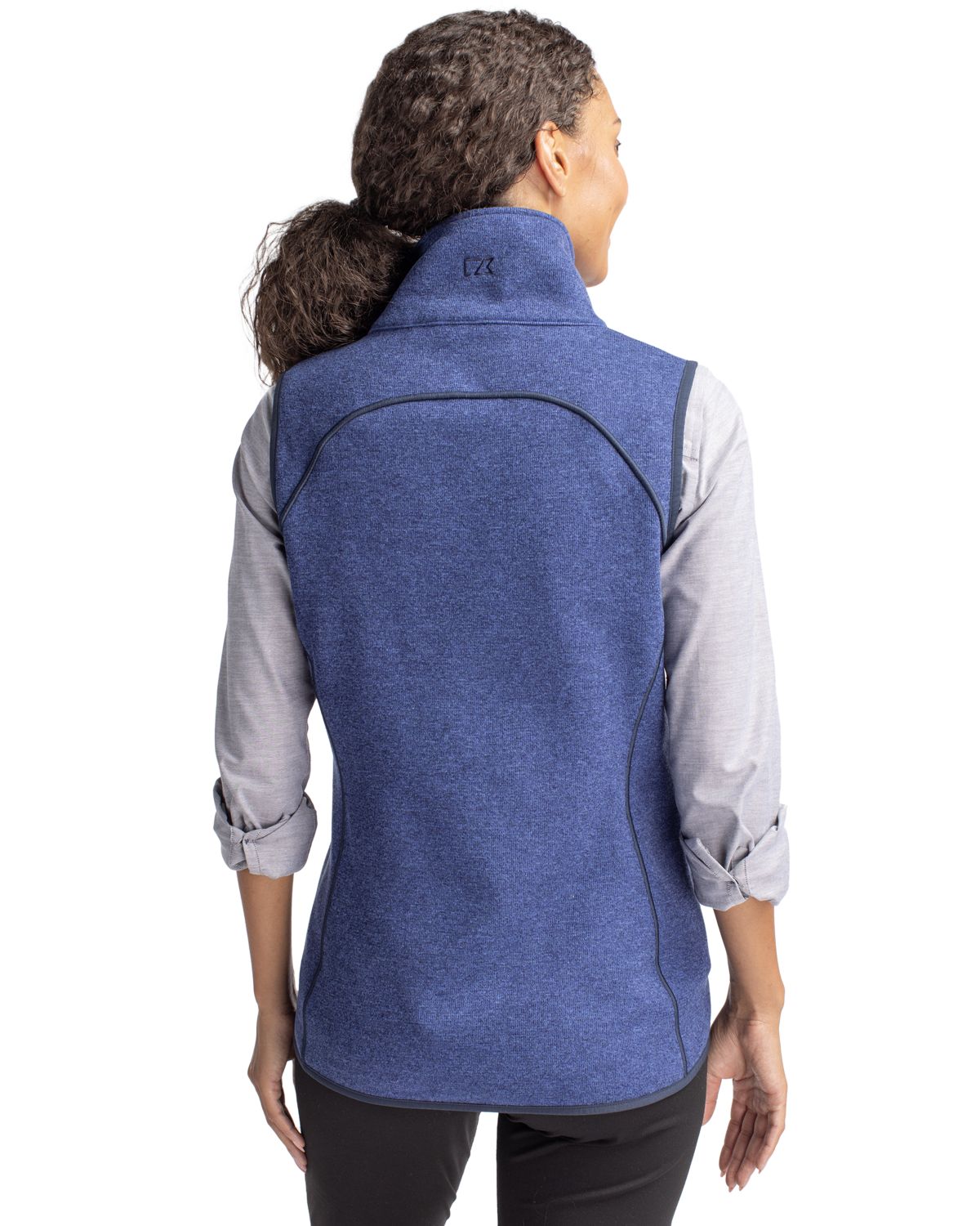 Cutter & Buck Mainsail Sweater-Knit Womens Full Zip Asymmetrical Vest 64