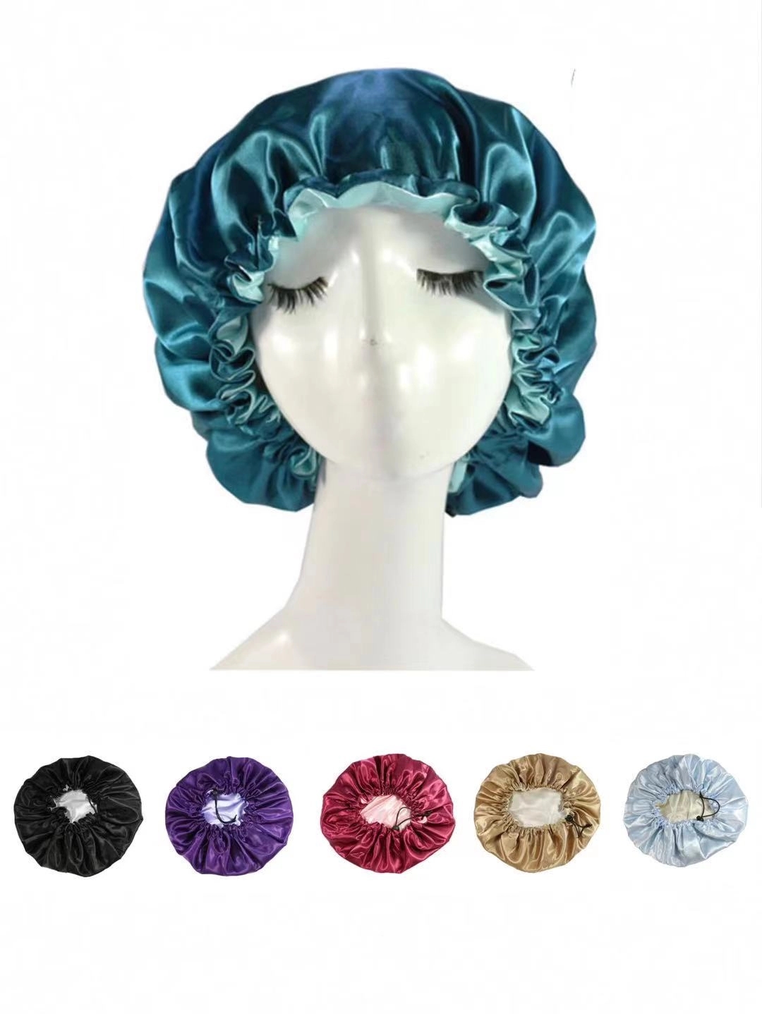 Double Layer Reversible Satin Sleep Bonnet Cap 2