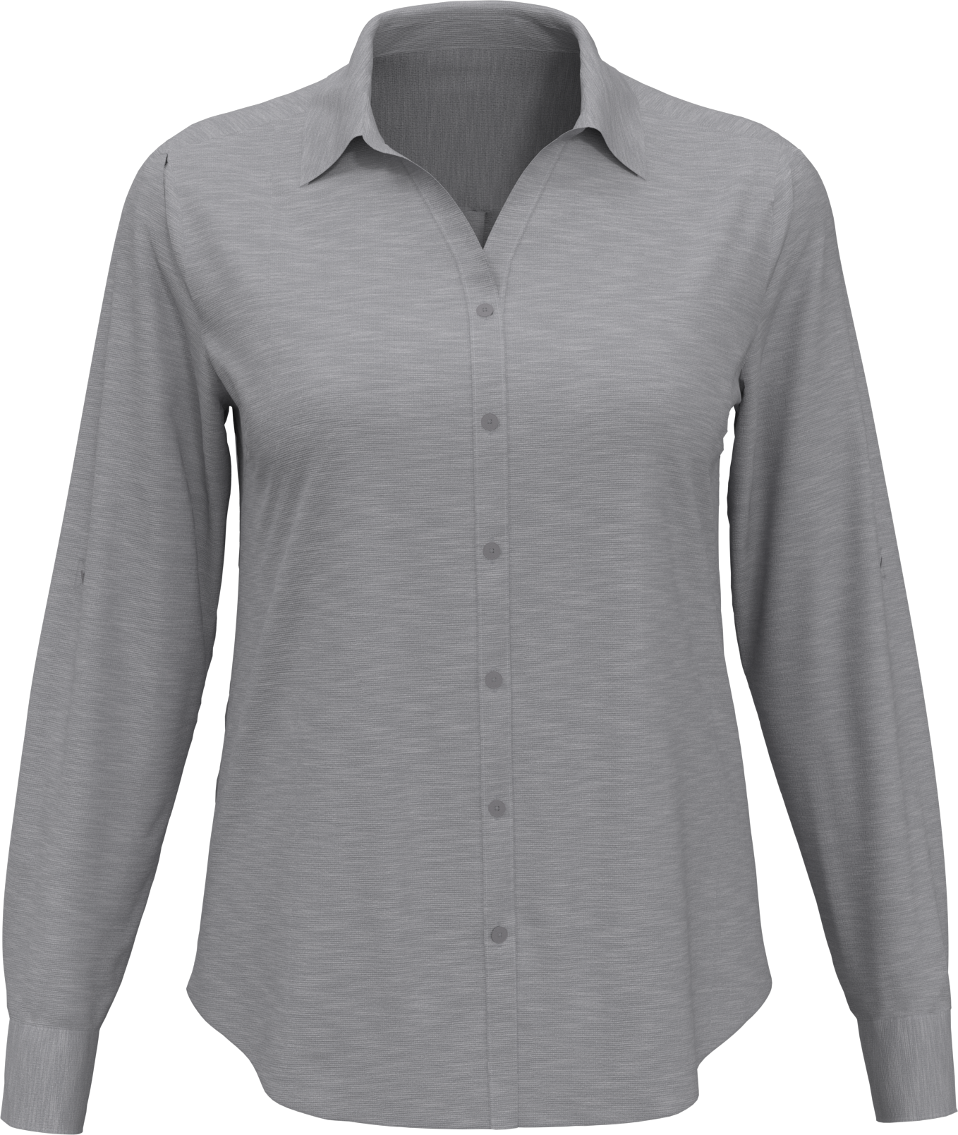 Heather Woven Long Sleeve Button Down Shirt 20