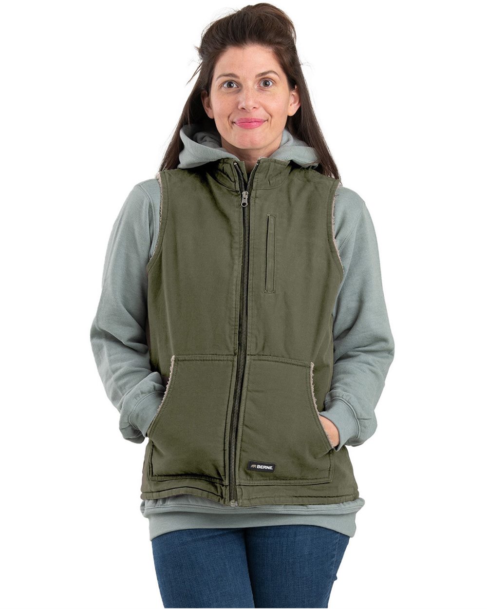 Women's Sherpa-Lined Softstone Duck Vest - WV15 4