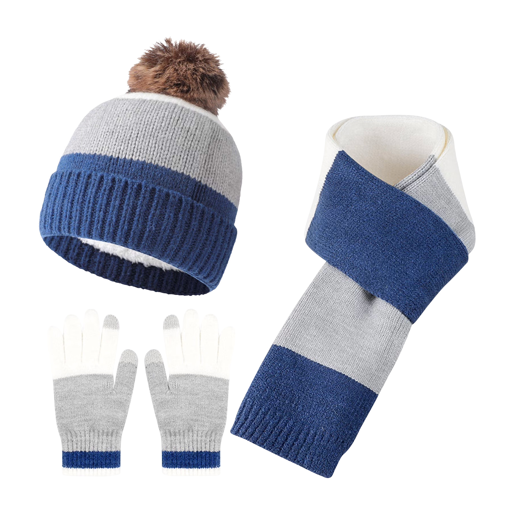 Winter Warm Beanie Hat & Gloves & Scarf 3PCS Set 2