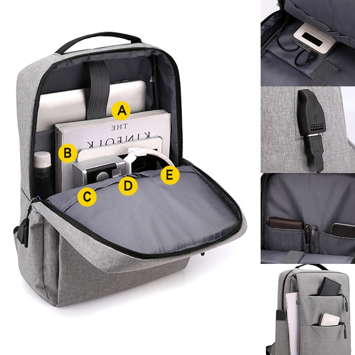Business Slim Laptop Travel Backpack With USB Charging Port 3