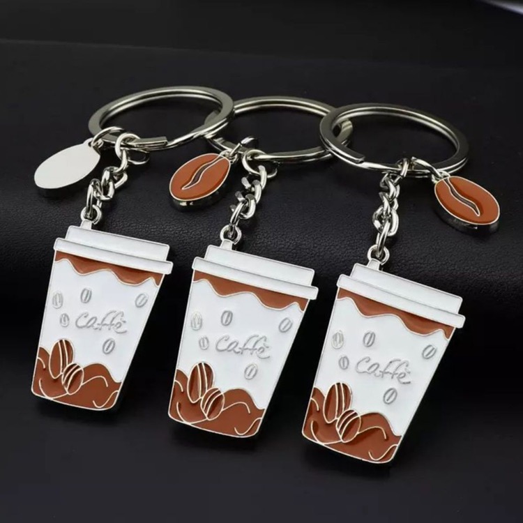 Coffee cup matel key tag 1