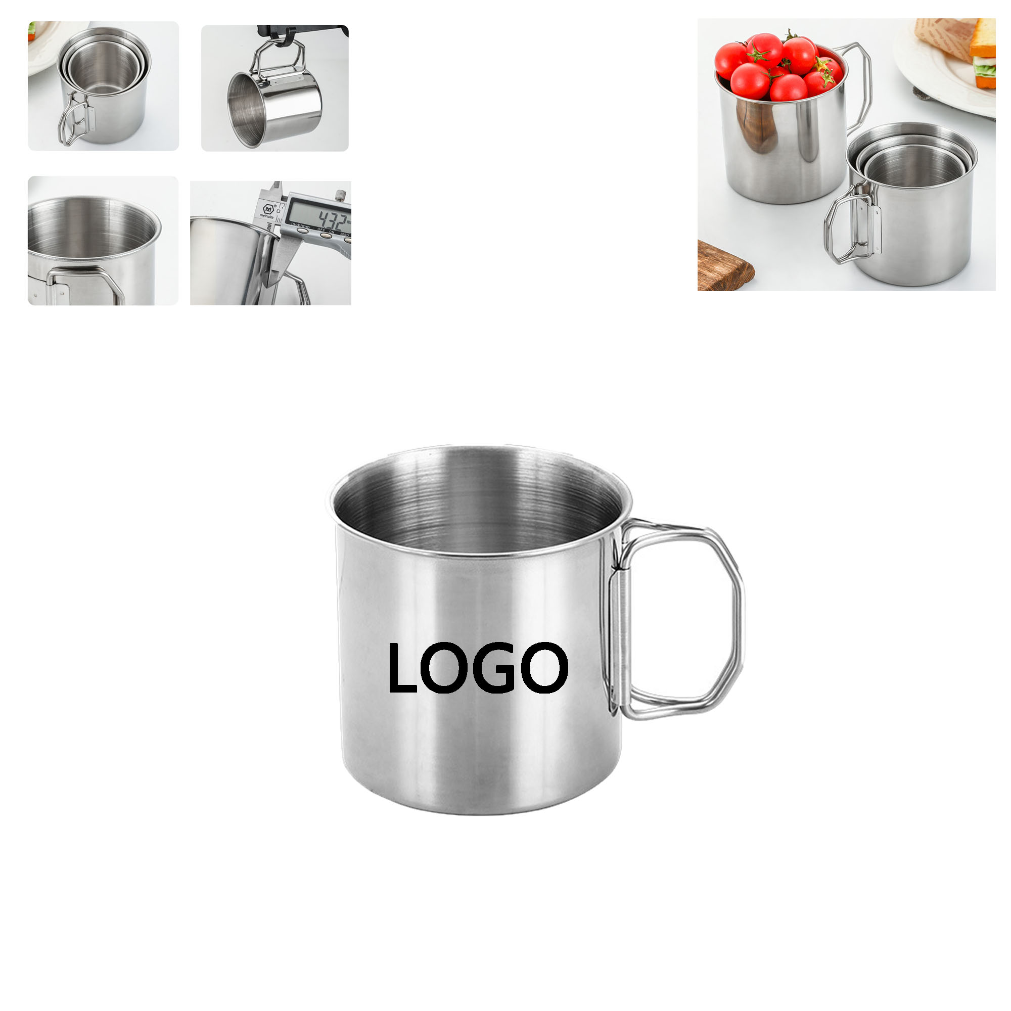 Outdoor Camping 12oz Stainless Steel Folding Water Cup 2