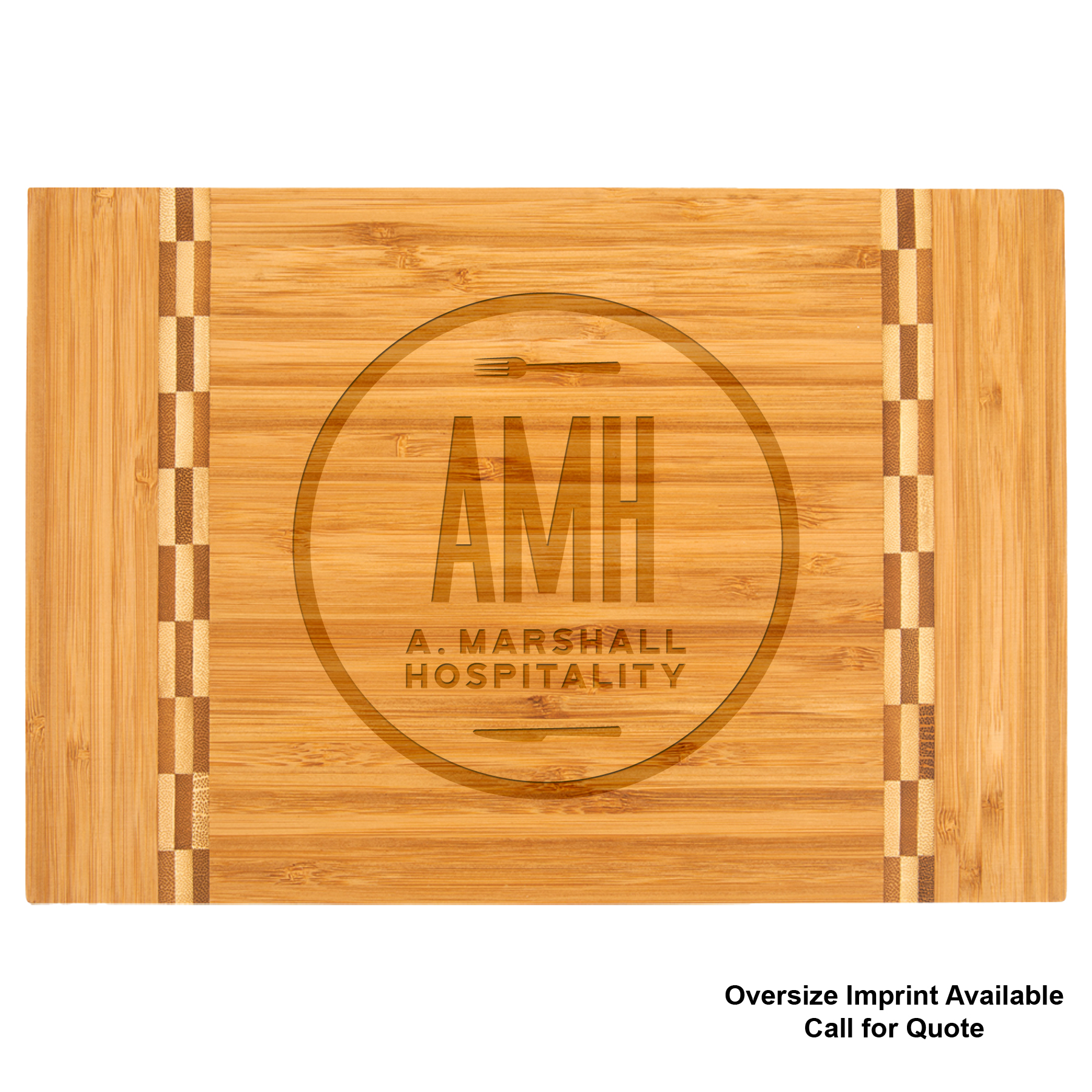 12" x 8" Bamboo Cutting Board w/ Butcher Block Inlay 2
