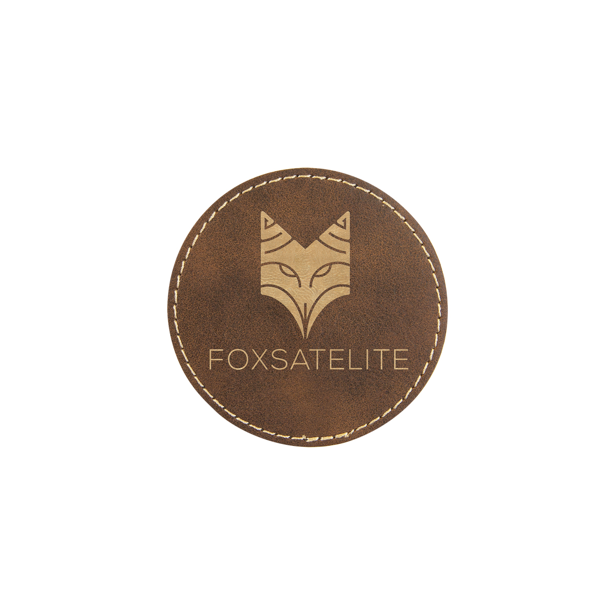 3" Rustic/Gold Leatherette Round Patch with Adhesive