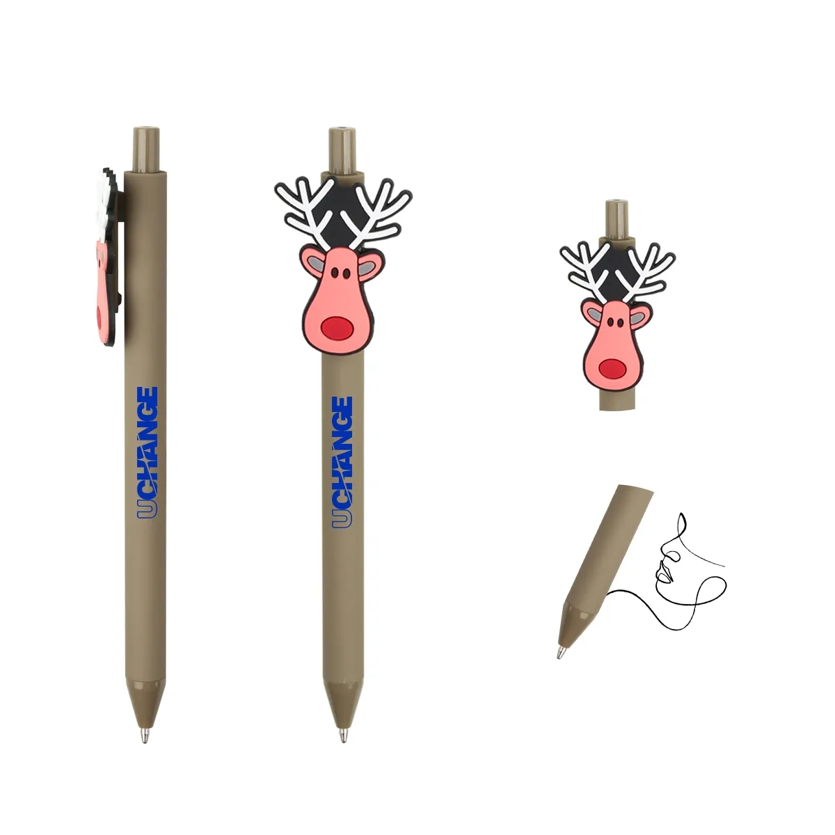 Ballpoint Click Pen With Soft PVC Holiday Topper 3