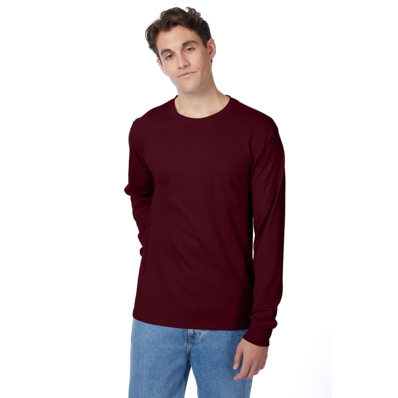 Hanes 6.1 Oz. Tagless® ComfortSoft® Long-Sleeve Pocket T 4