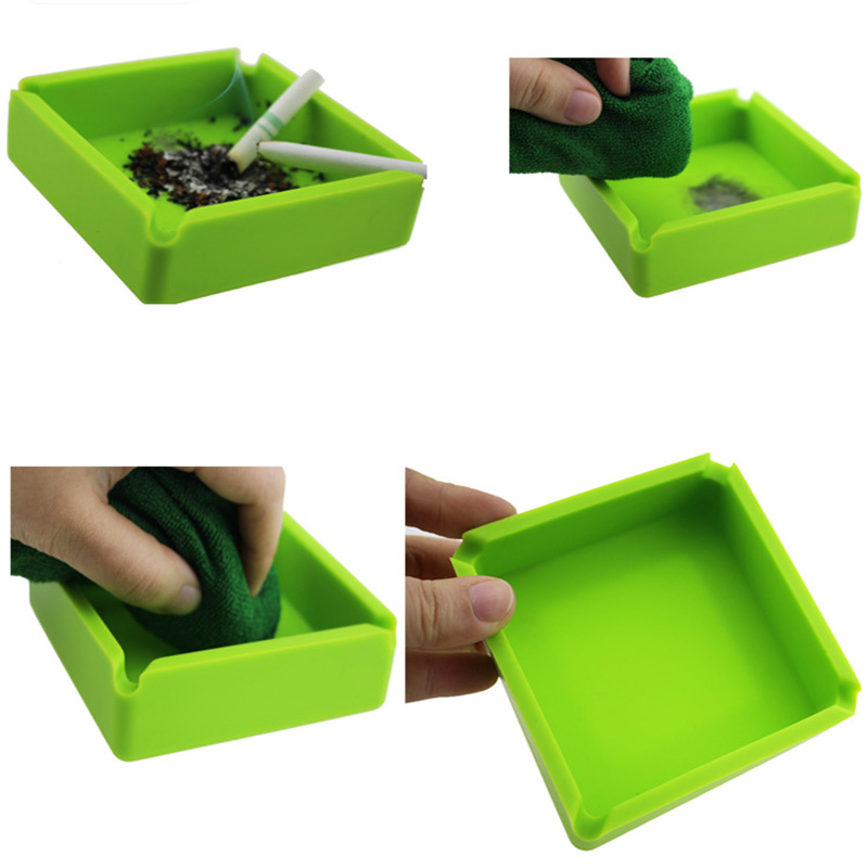 simple thickened anti-shatter silicone ashtray, promotional household item with logo imprint 3