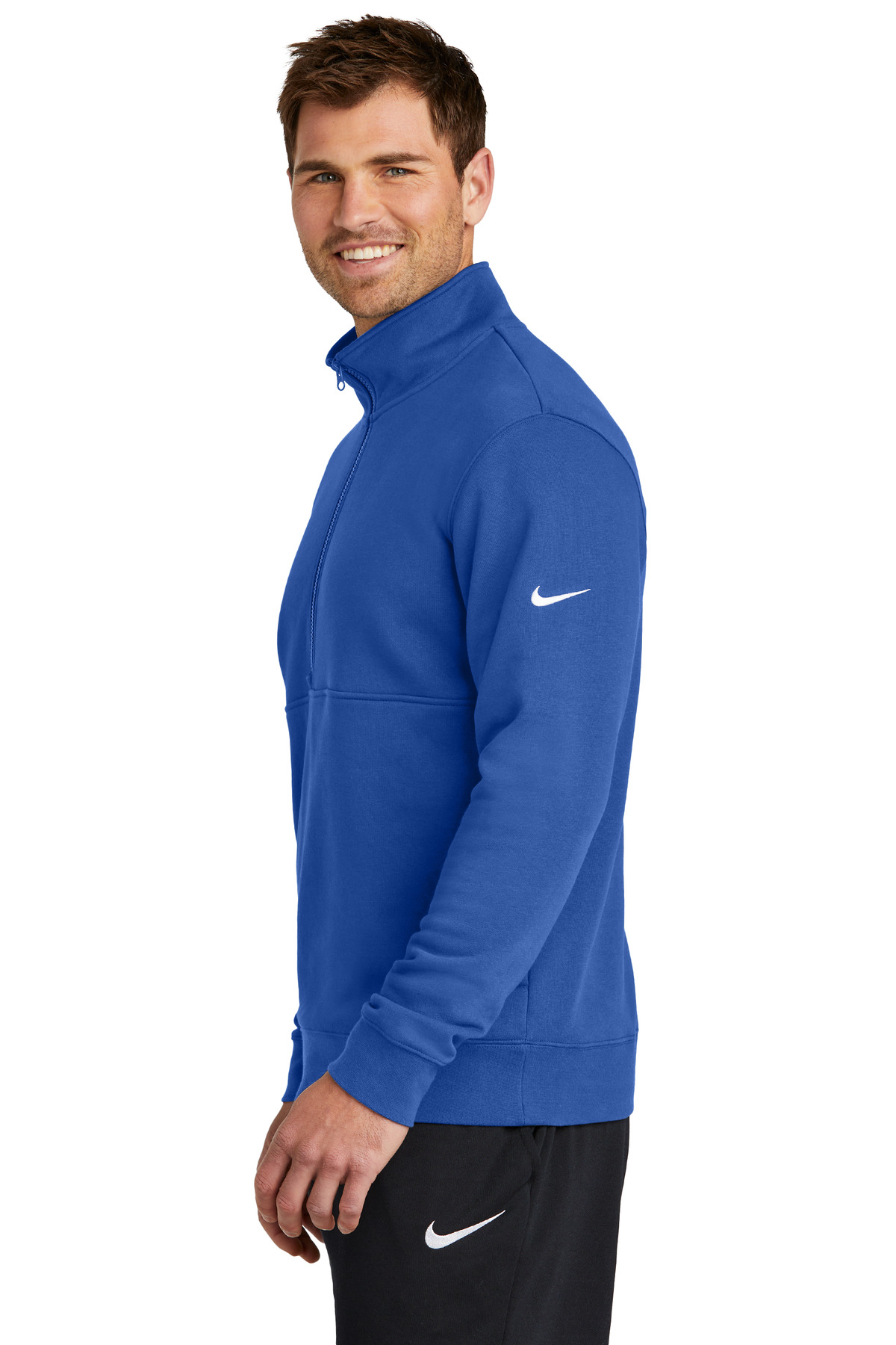 Nike Club Fleece Sleeve Swoosh 1/2-Zip NKDX6718, custom hoodie or sweatshirt with logo imprint 38