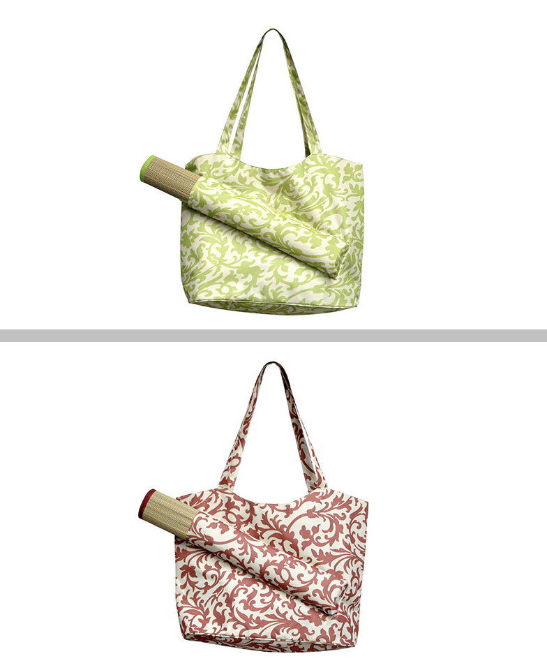 Beach Bag with Straw Mat 1