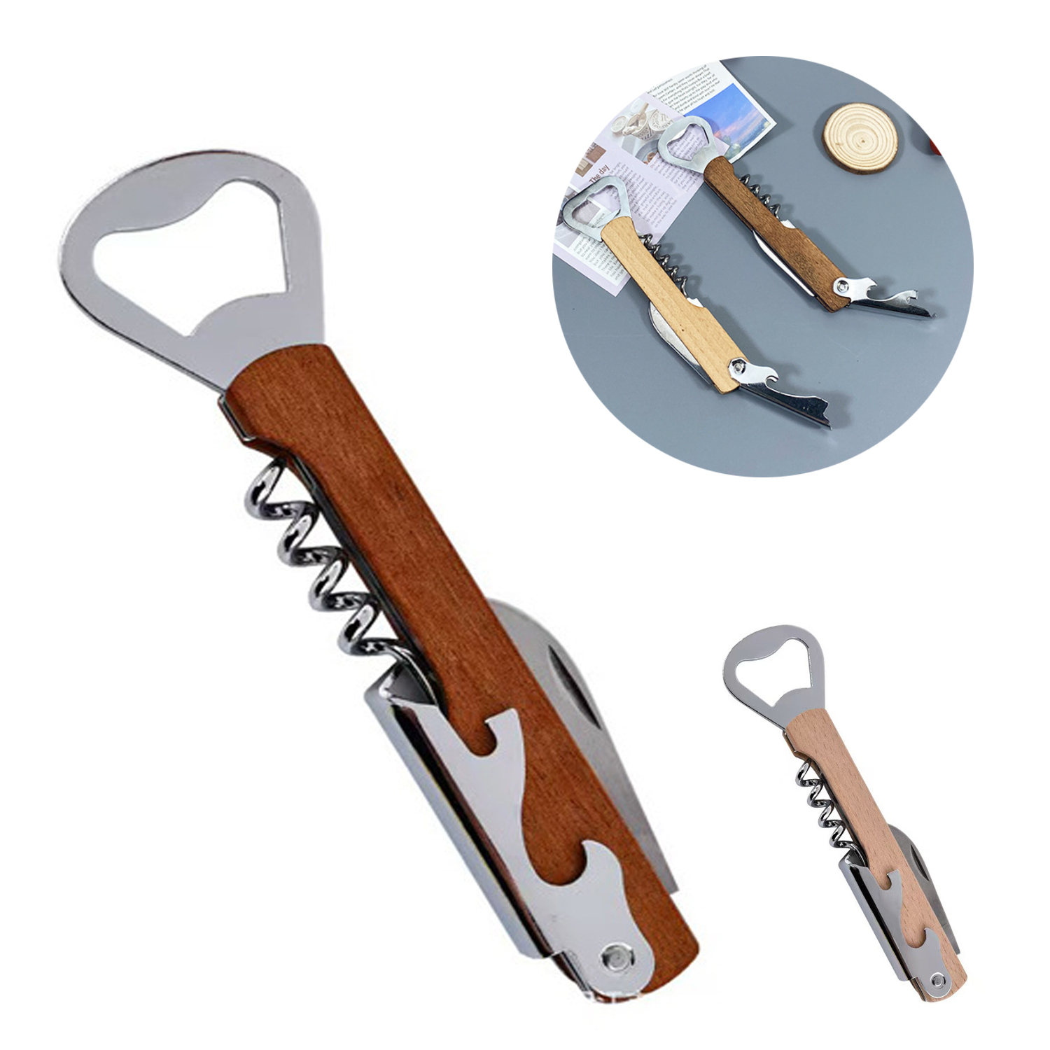 Stainless Steel Wood Wine Bottle Opener 5