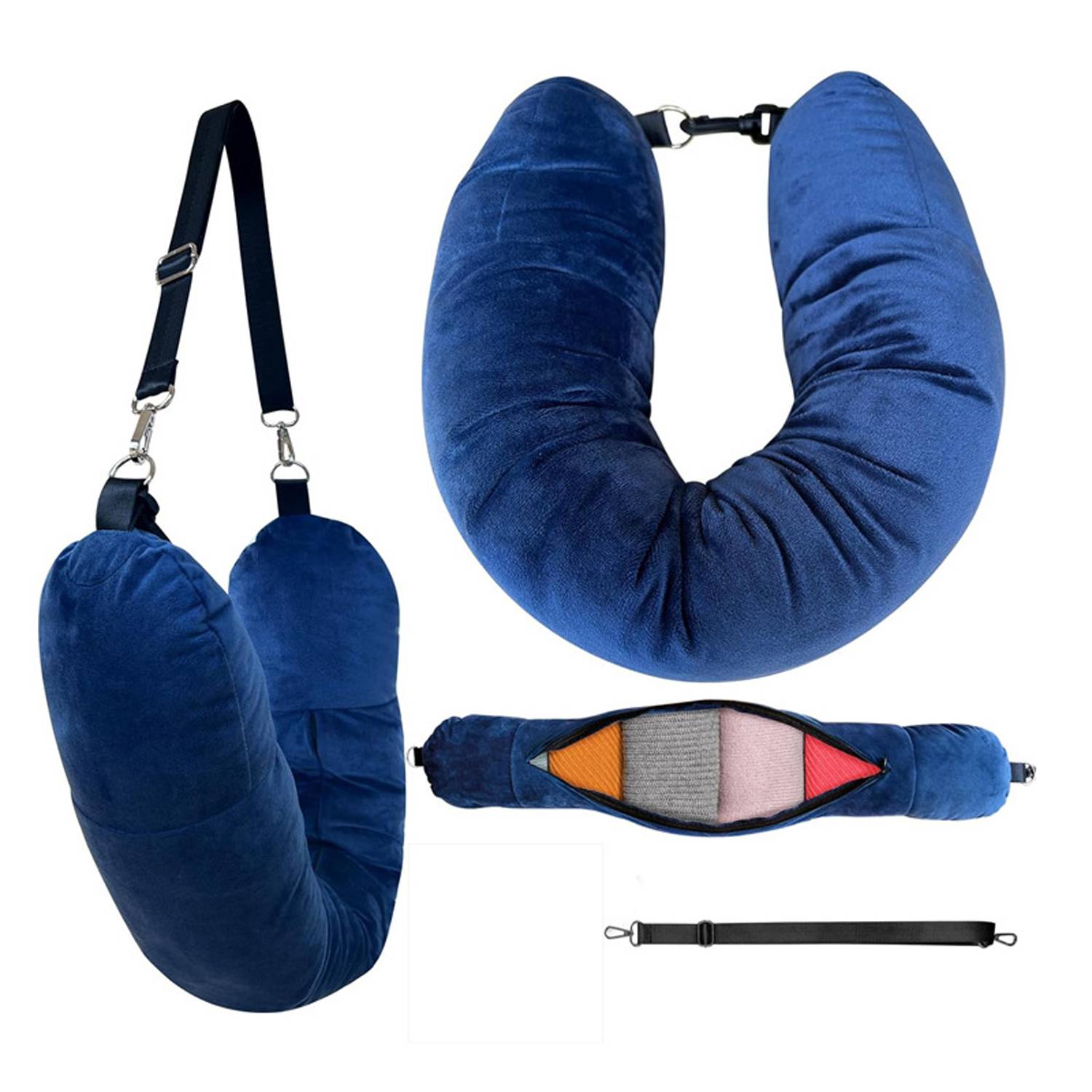 Soft Velvet Adjustable Travel Neck Pillow Bag 9