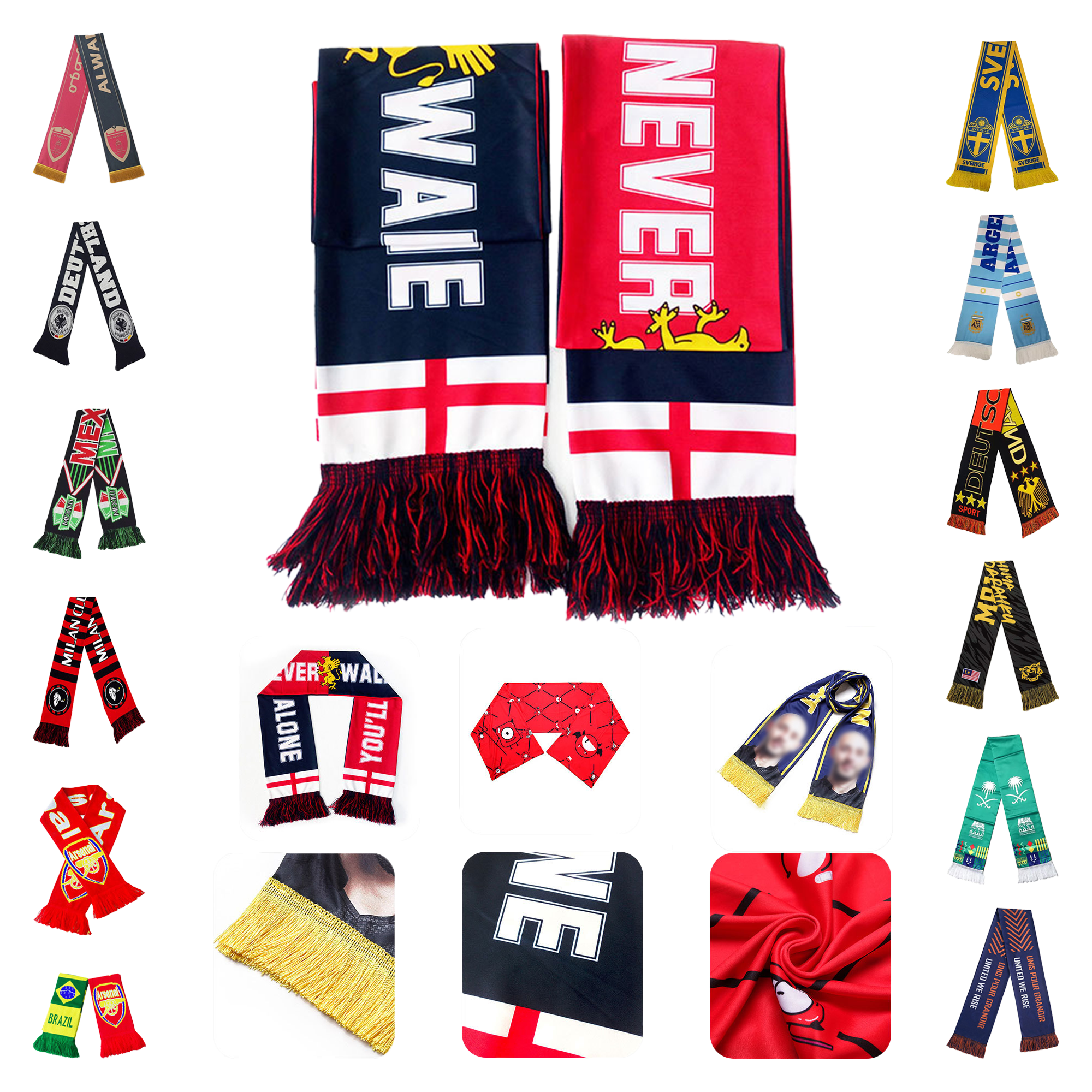 MOQ 50pcs Team Spirit Acrylic Scarf 5