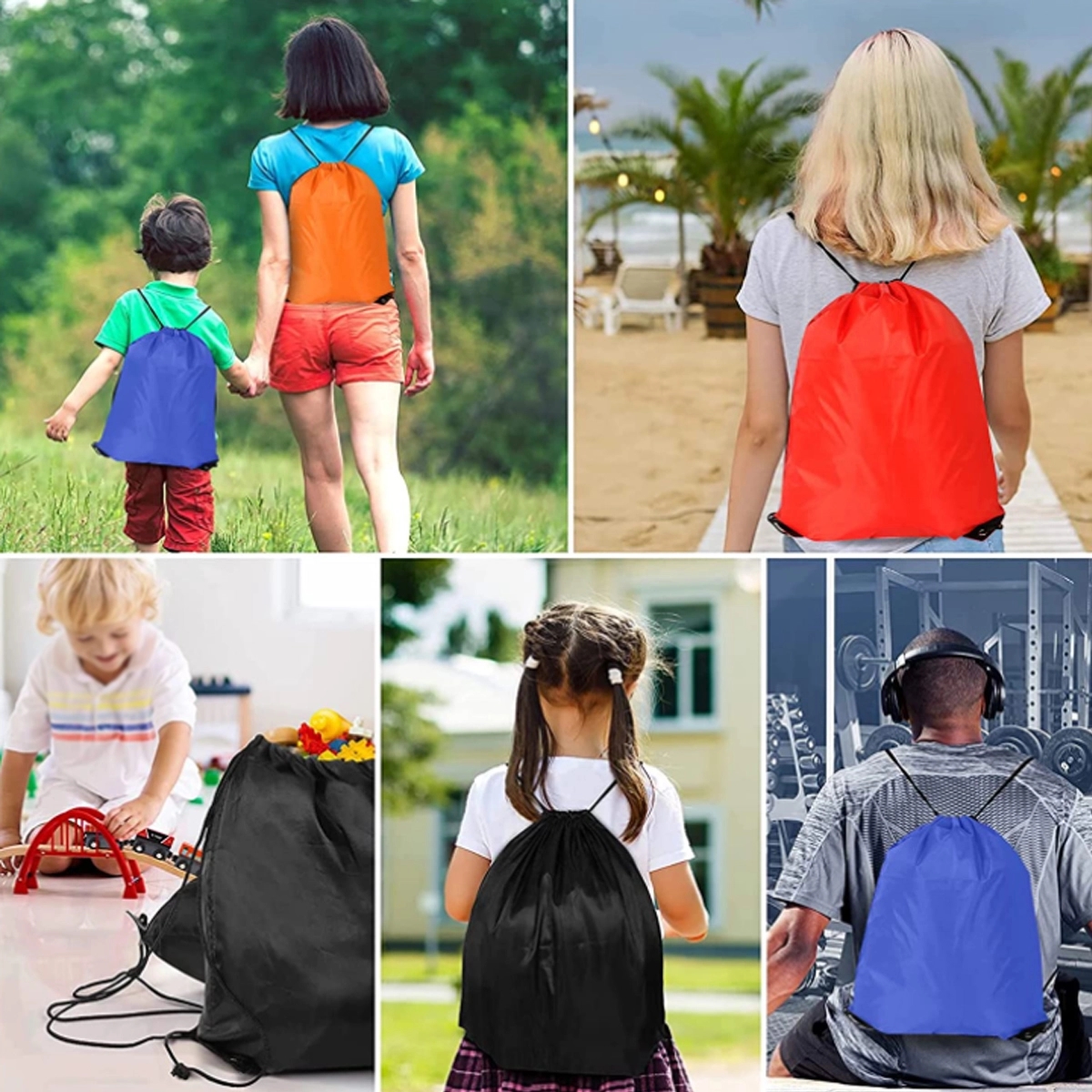 Custom Bulk Gym Sports Shopping Drawstring Cinch Backpack 7