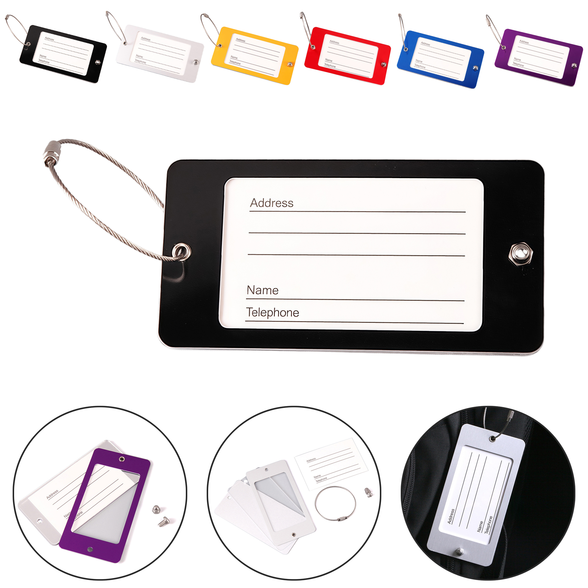 Metal Luggage Tag- Aluminum Alloy Double Layer Card Holder 3