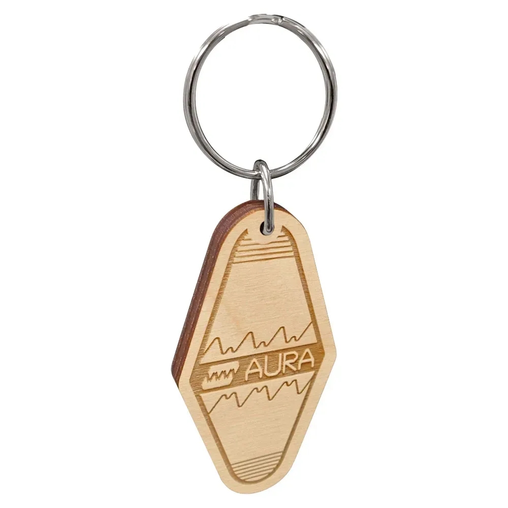 Vintage Etched Birch Motel Keychain Hotel Key Tag 4